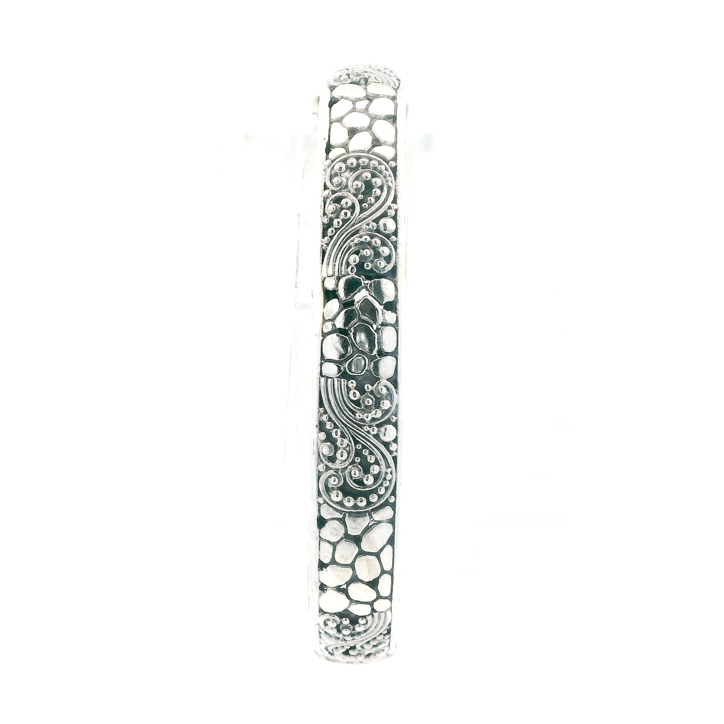 Sarda Sterling Silver Filigree Bali Hinged Bracelet