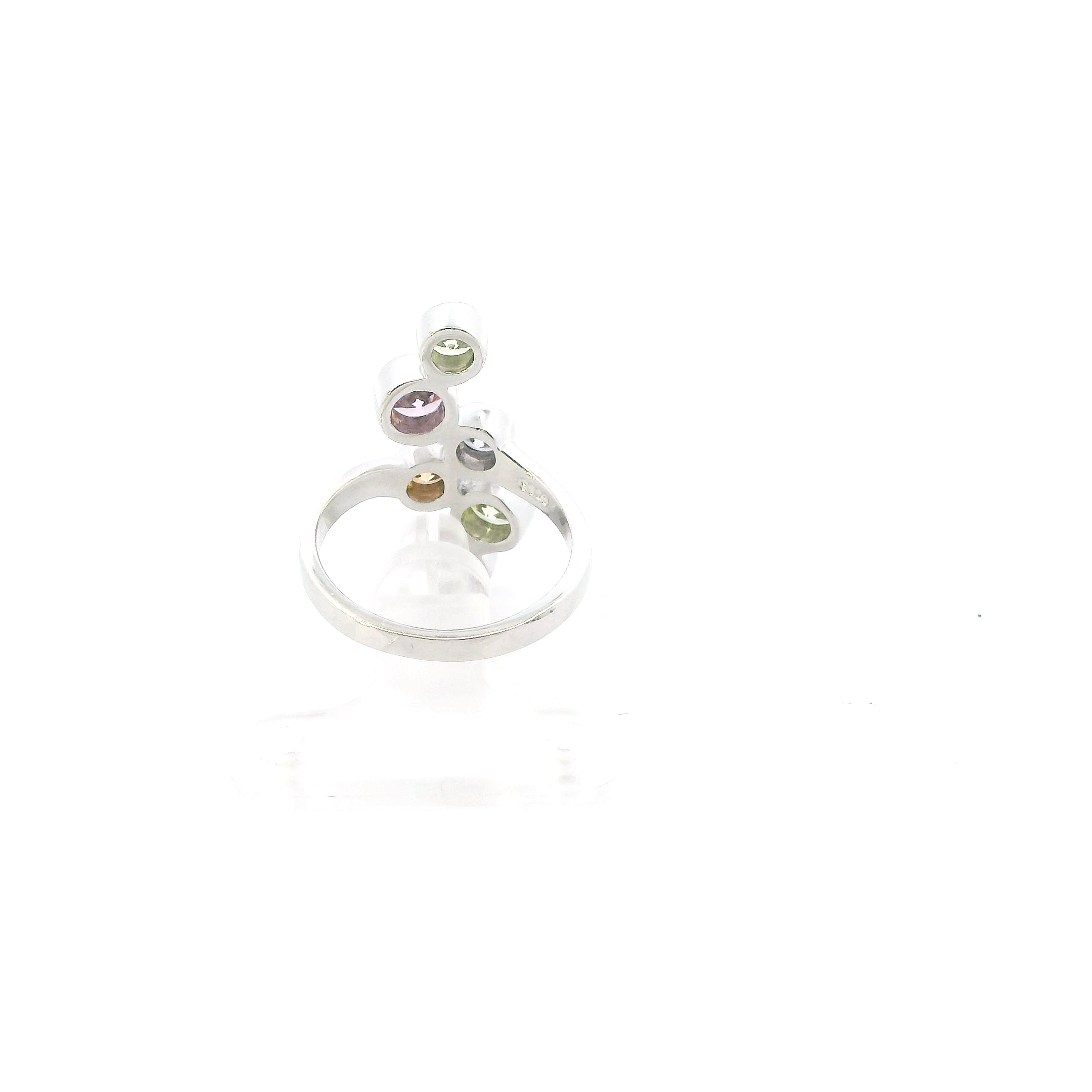 Sterling Silver Bezel Set Pastel Gemstone Womens Ring
