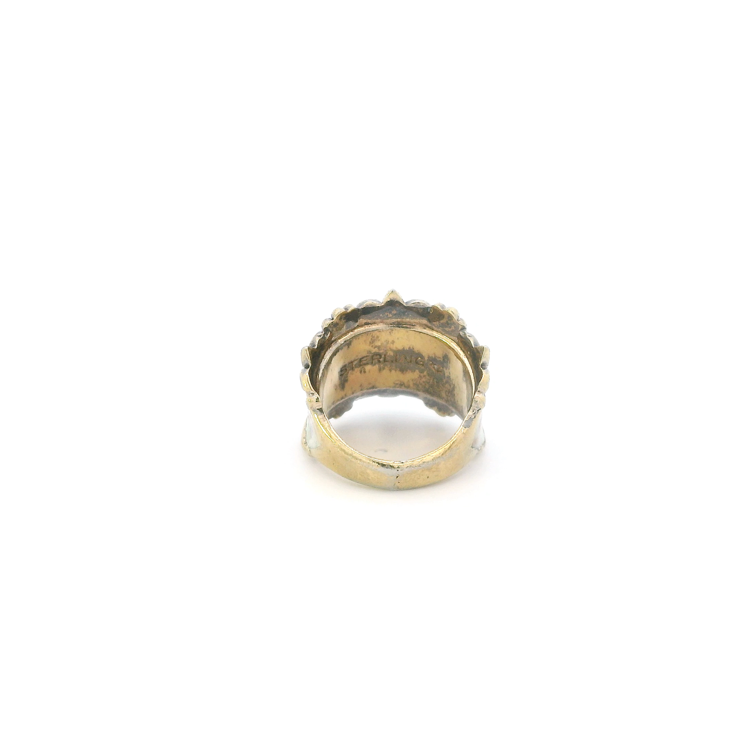 Sterling Silver Gold Tone Vargas Enamel Cigar Brand Floral Ring