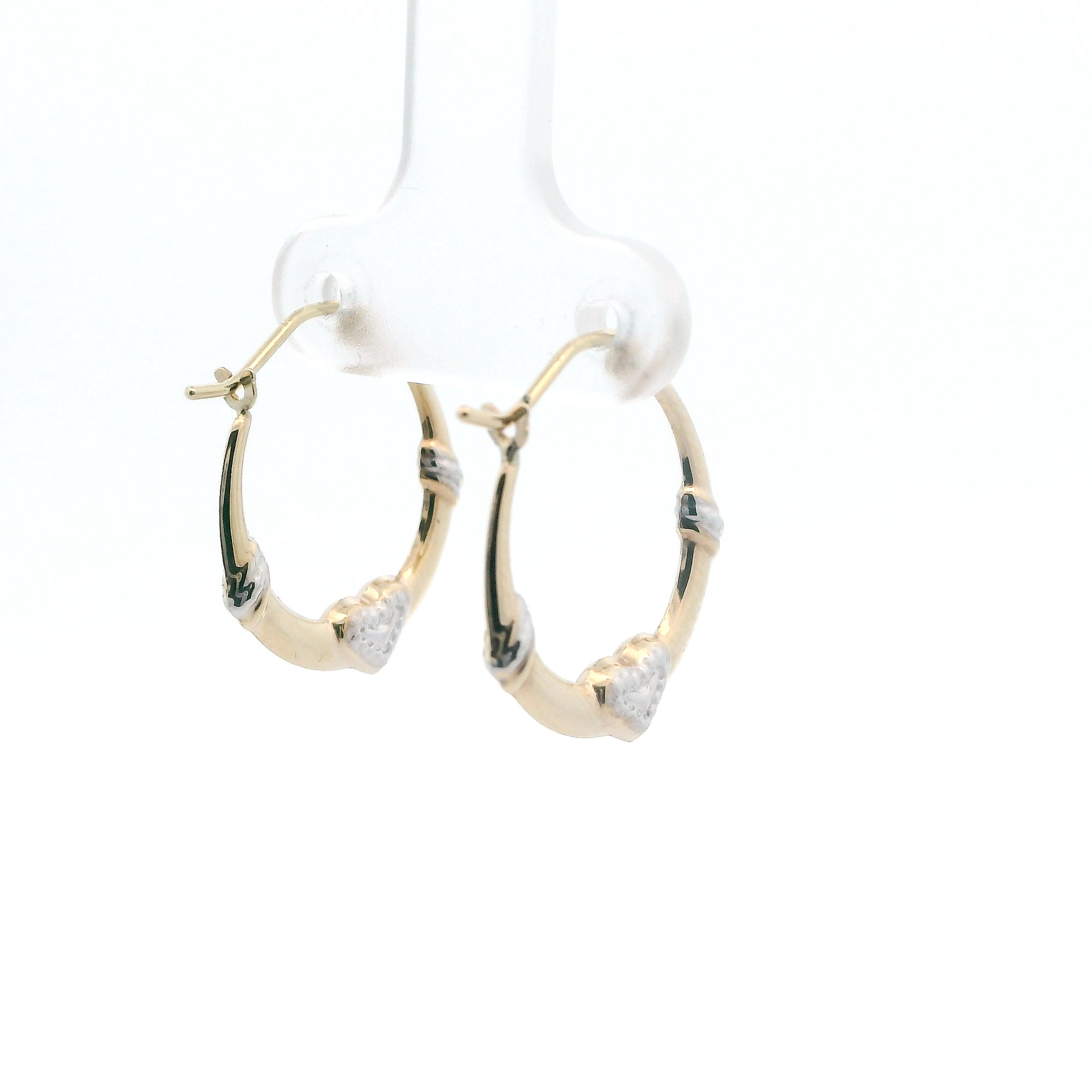 10K Yellow Gold Hollow Heart Hoop Earrings