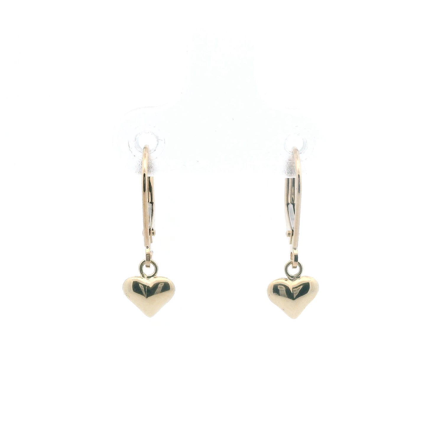 10K Yellow Gold Dangle Heart Earrings
