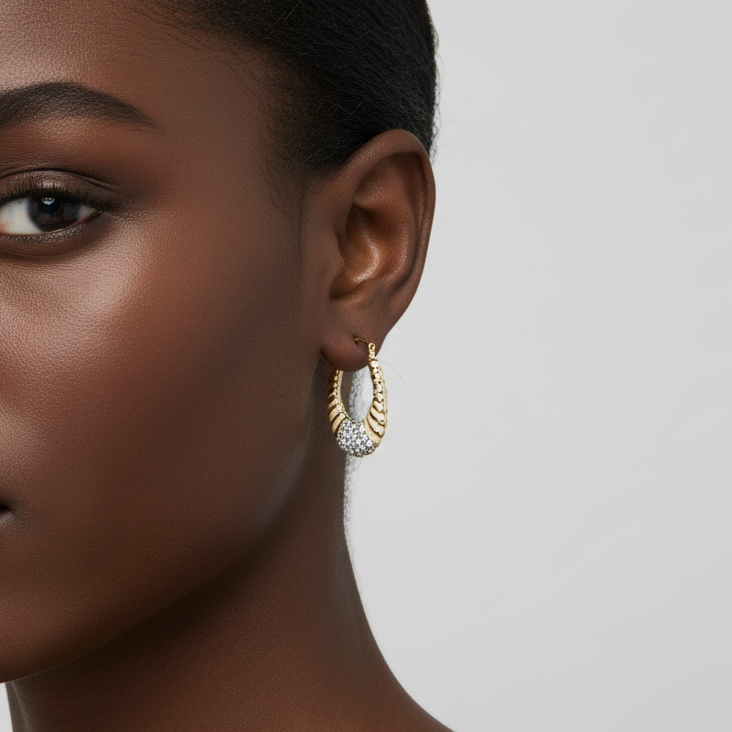 10K Yellow Gold Shell Hoop Earrings