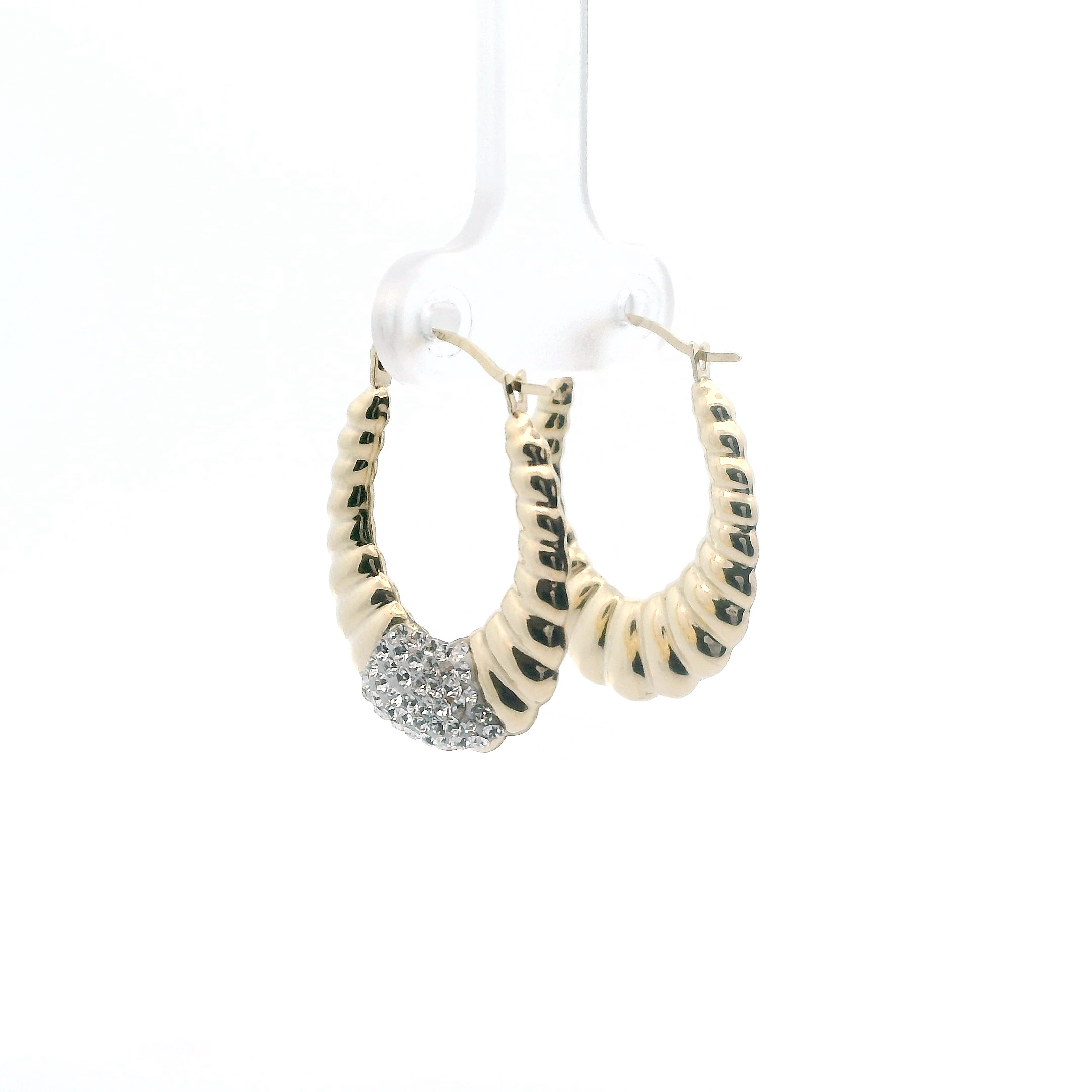 10K Yellow Gold Shell Hoop Earrings