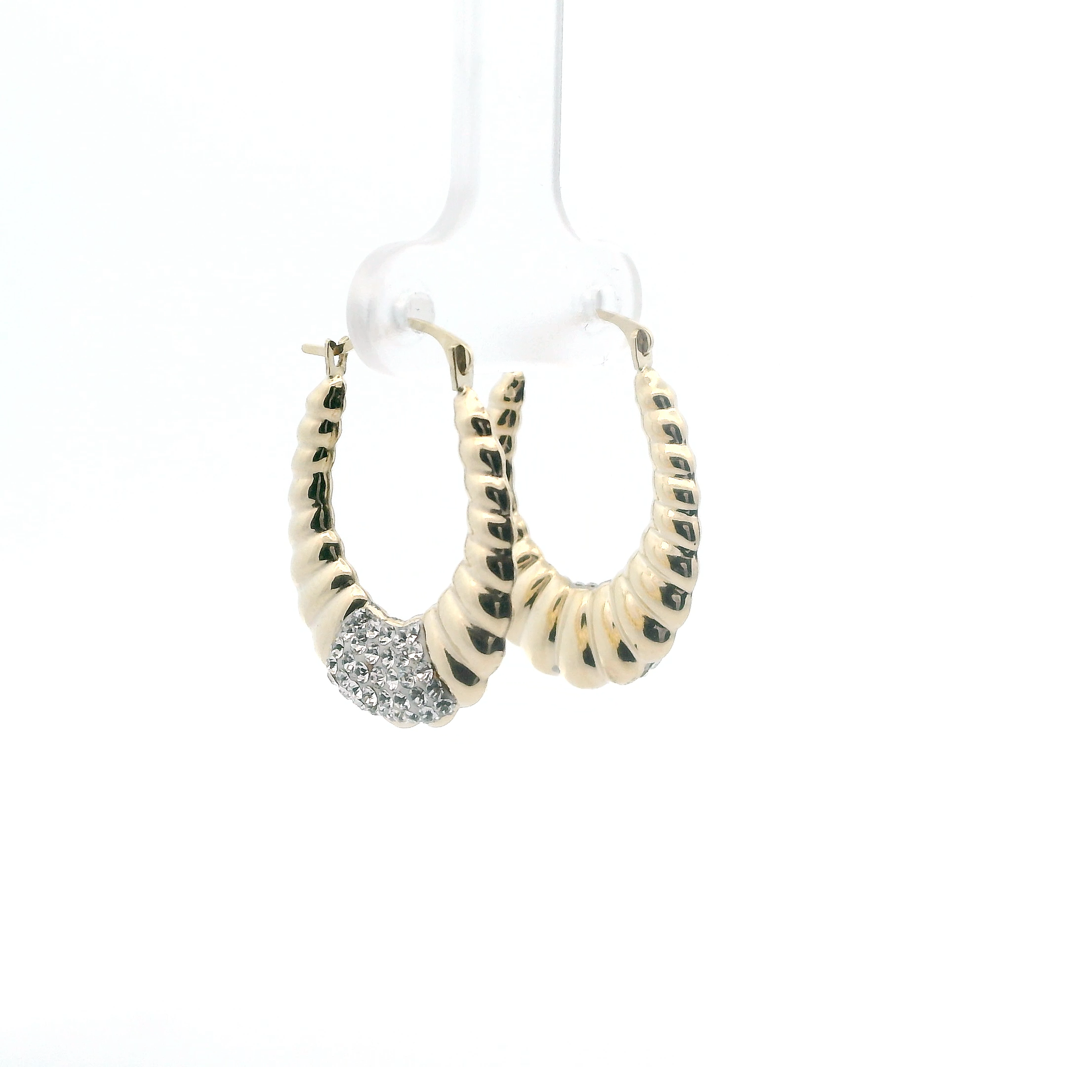 10K Yellow Gold Shell Hoop Earrings