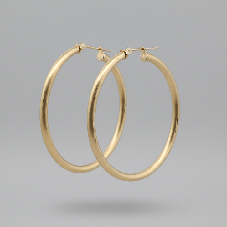 10K Yellow Gold Textued Hoop Earrings