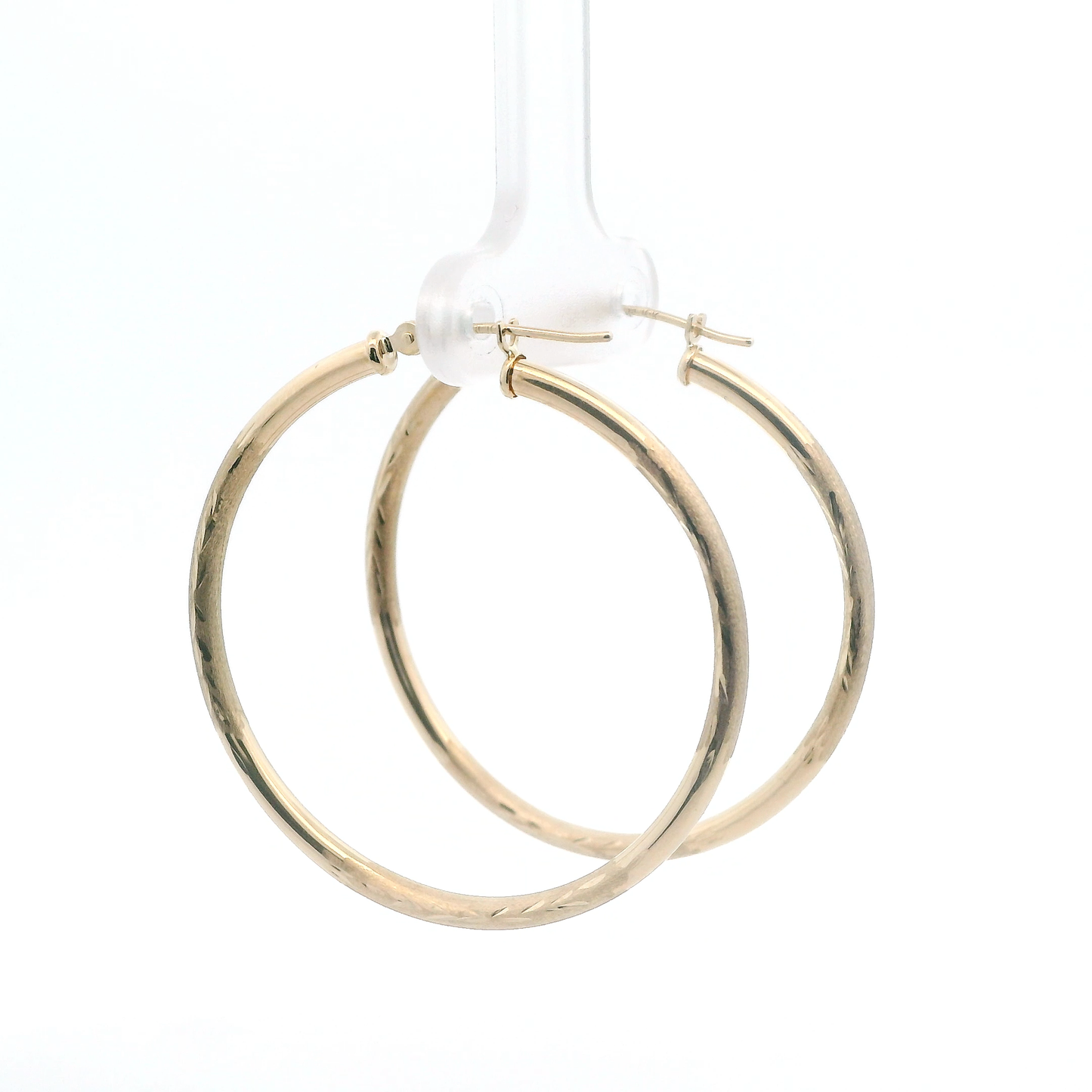 10K Yellow Gold Textued Hoop Earrings