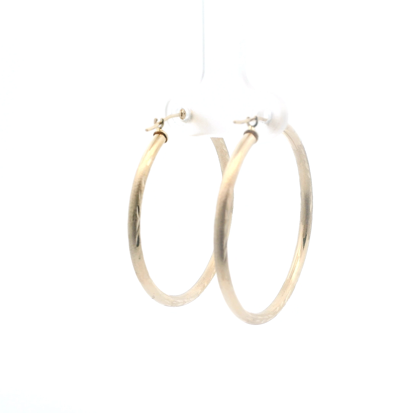 10K Yellow Gold Textured Hoop Earrings