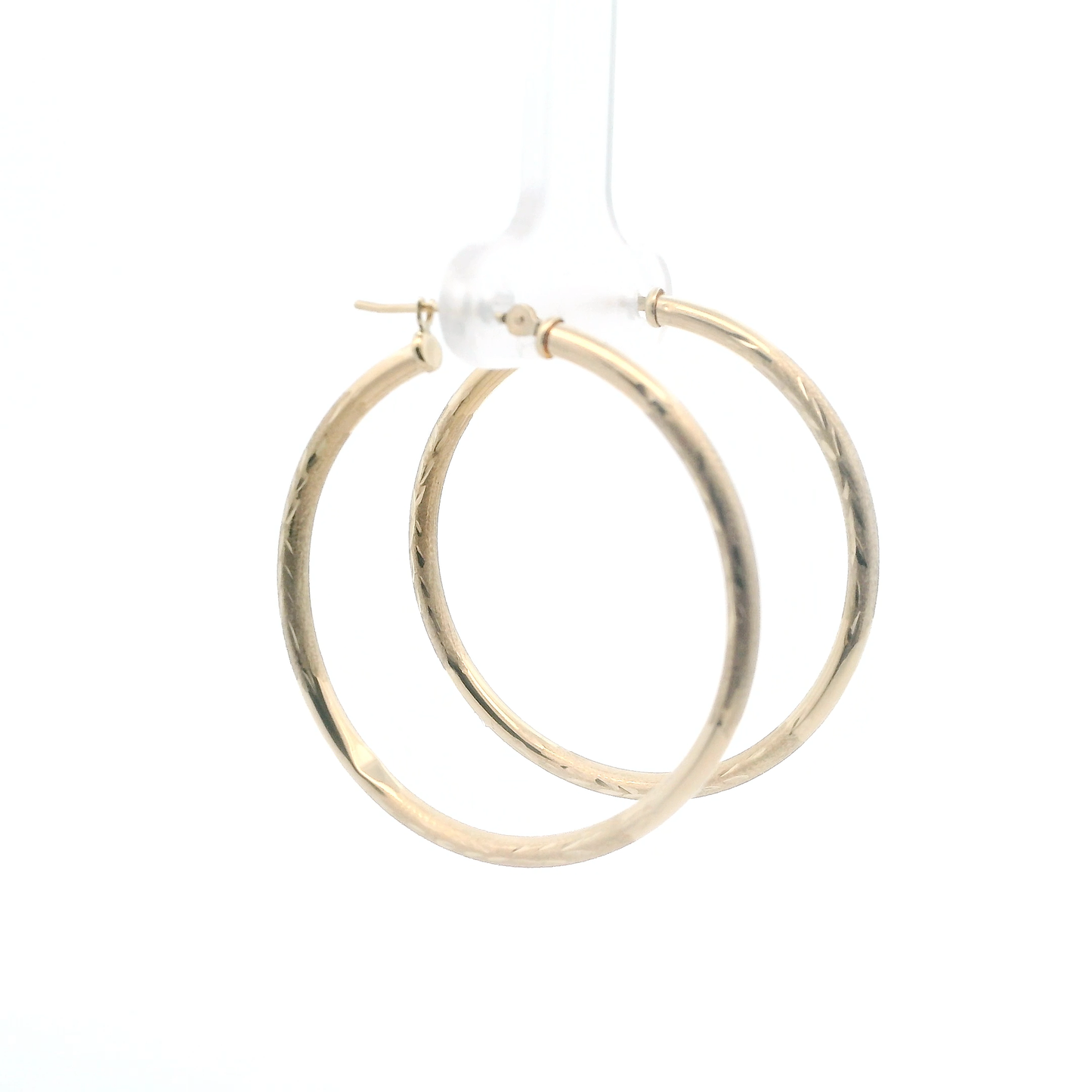 10K Yellow Gold Textured Hoop Earrings
