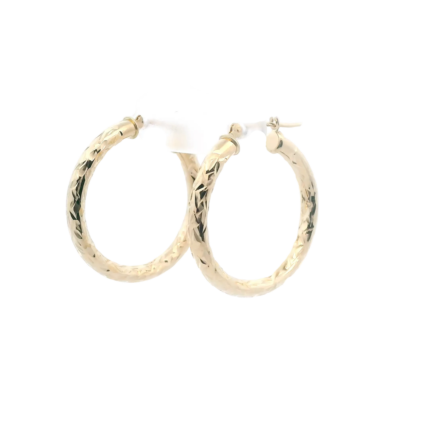 14K Yellow & White Gold Oval Hoop Earrings