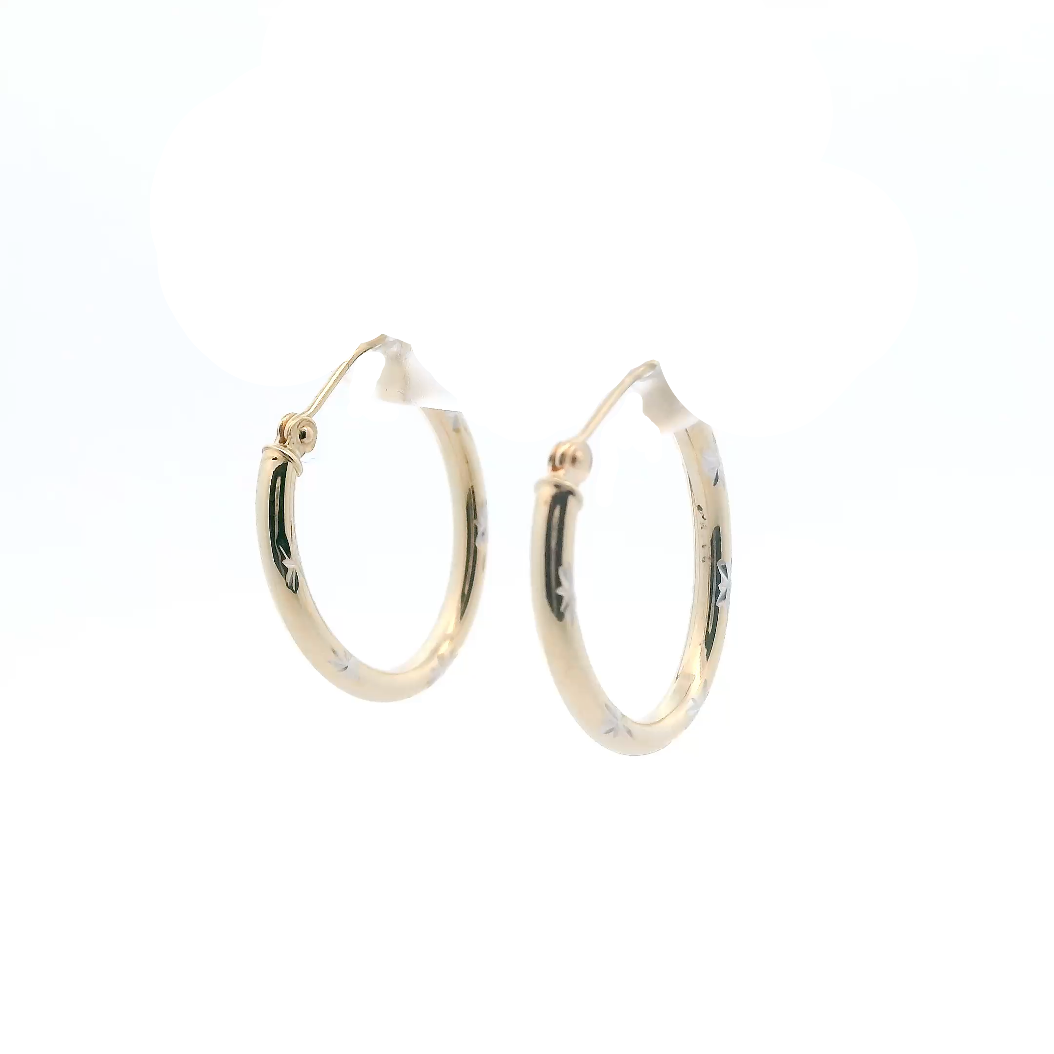 14K Yellow & White Gold Oval Hoop Earrings
