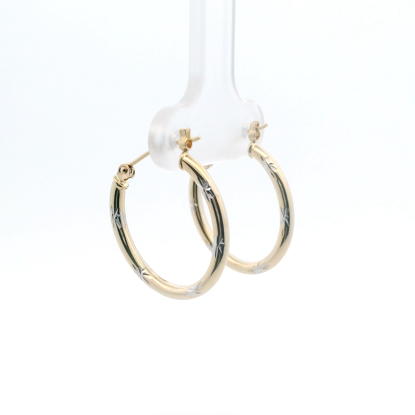 14K Yellow & White Gold Oval Hoop Earrings