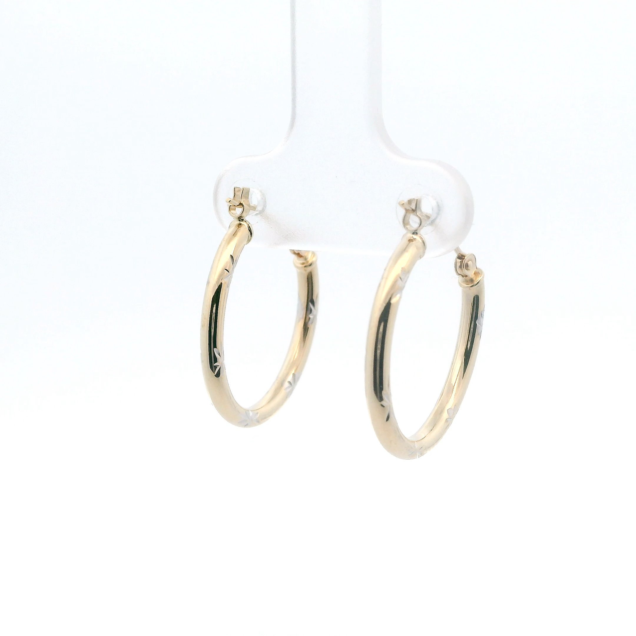 14K Yellow & White Gold Oval Hoop Earrings