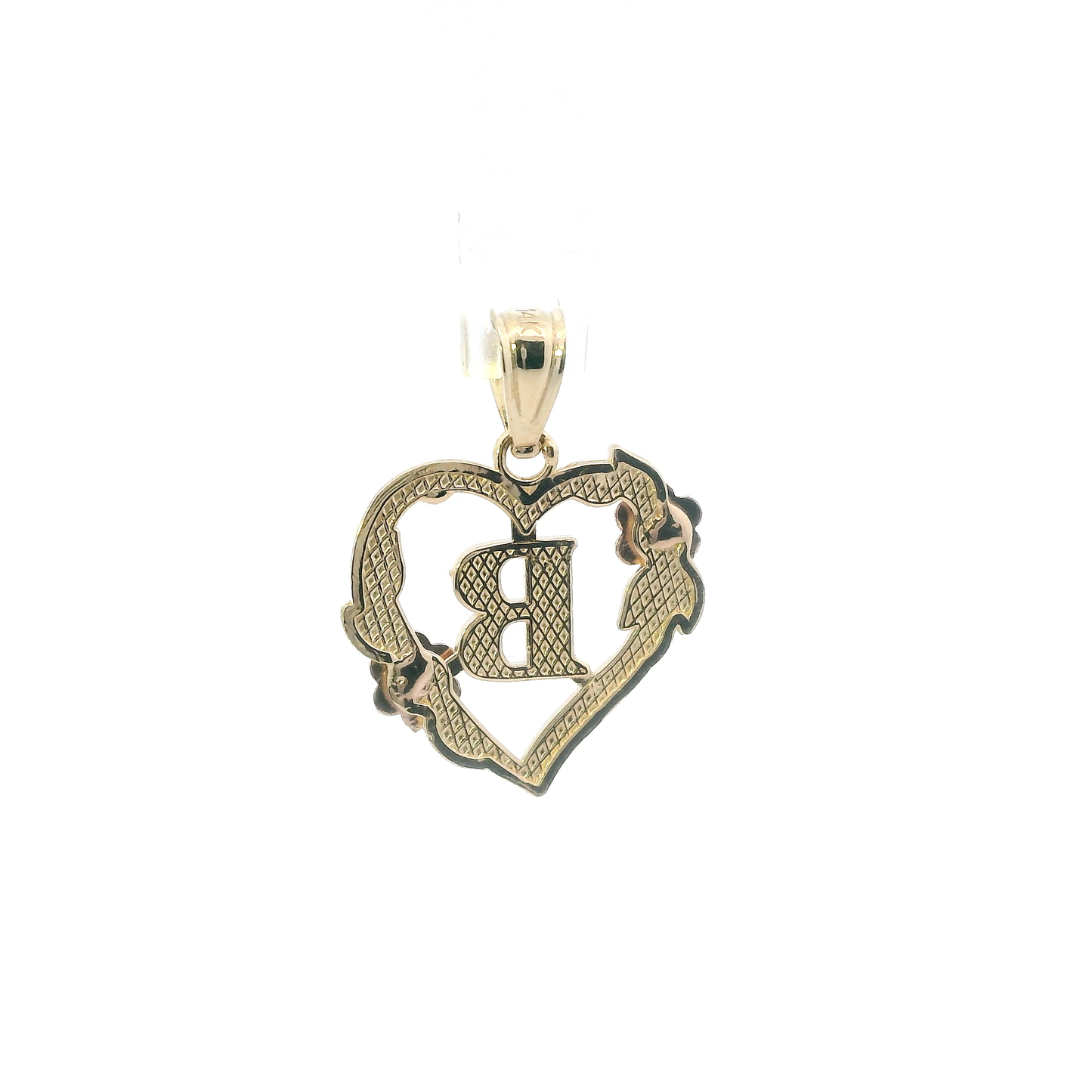 14K Yellow & Rose Gold Letter "B" Heart Pendant