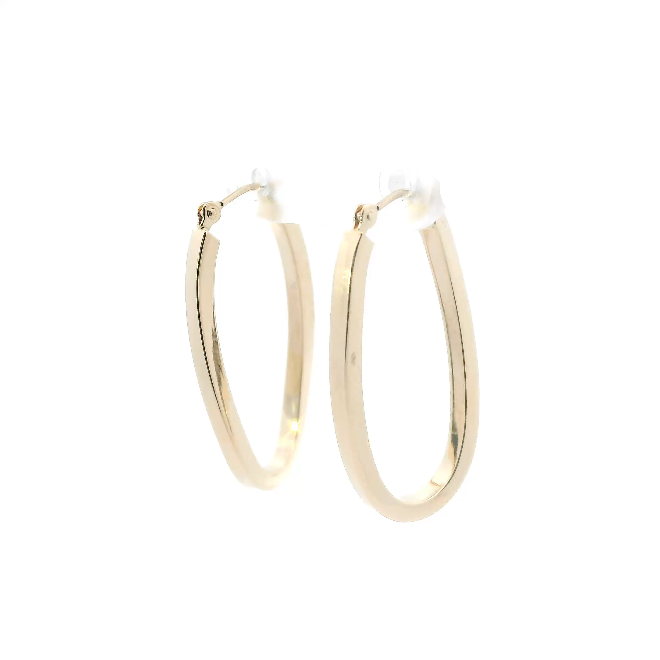 14K Yellow Gold Oblong Hoop Earrings