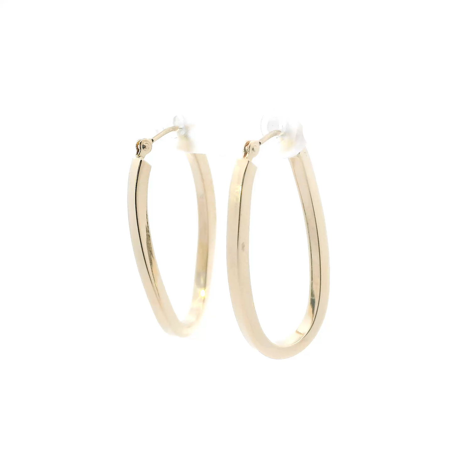 14K Yellow Gold Oblong Hoop Earrings