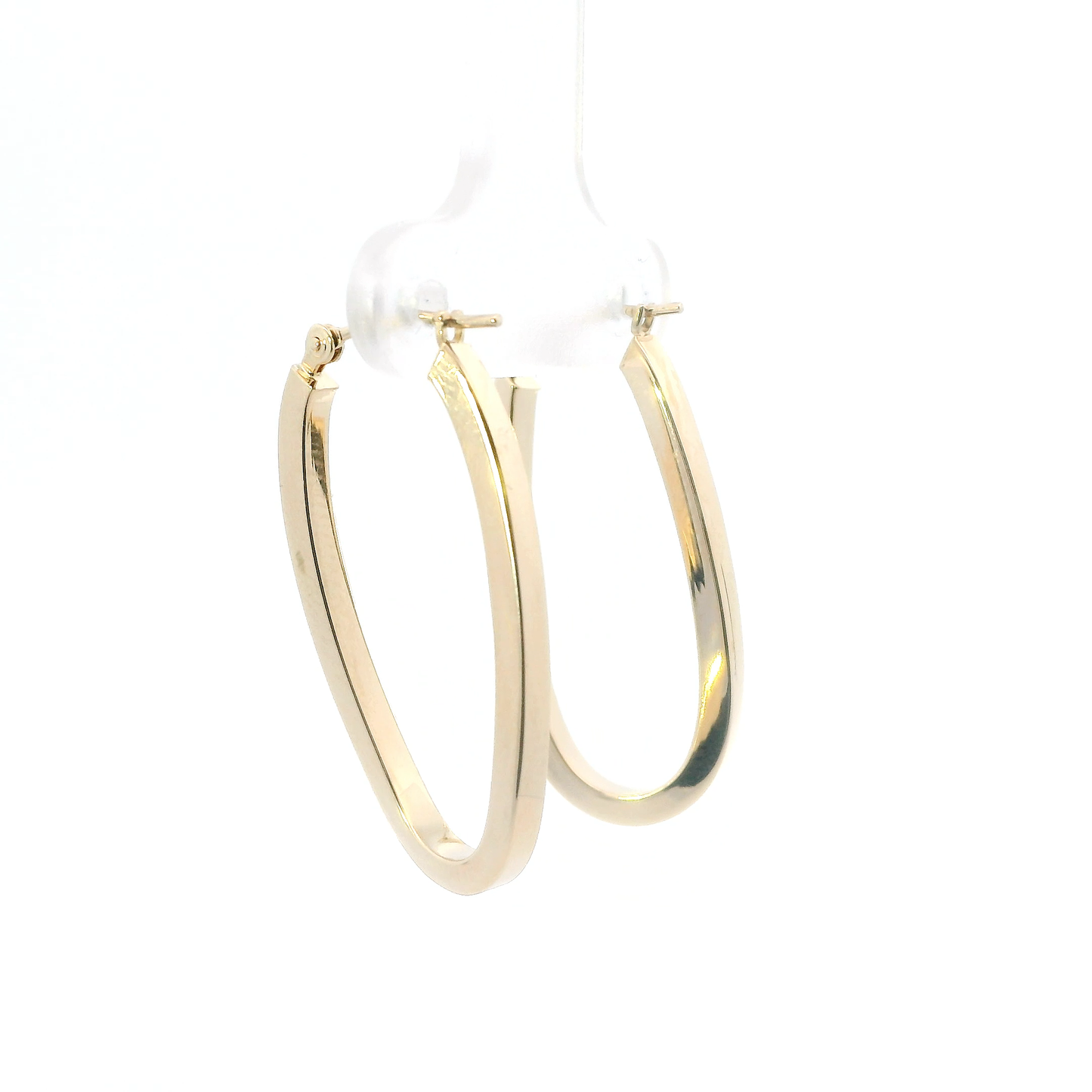14K Yellow Gold Oblong Hoop Earrings