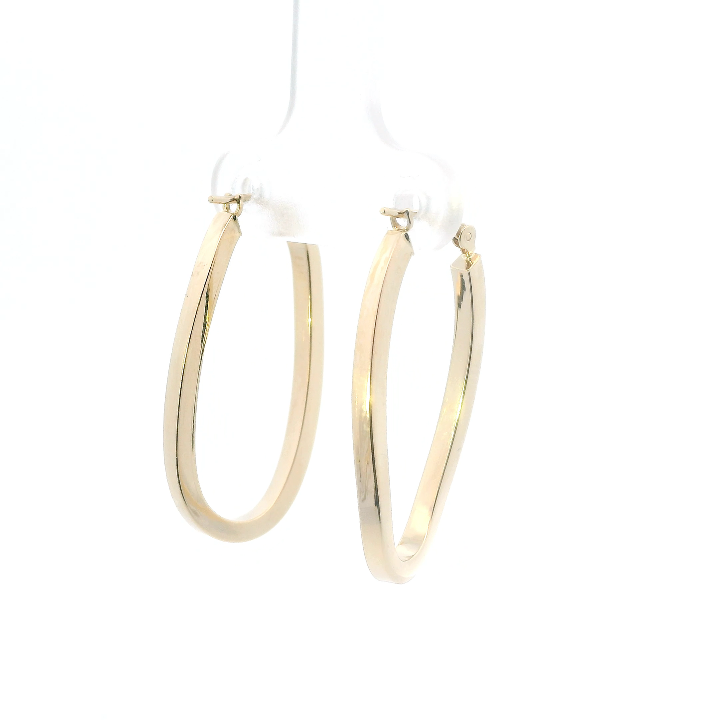 14K Yellow Gold Oblong Hoop Earrings