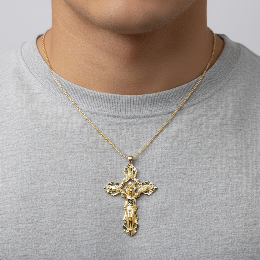 Colgante Crucifijo Oro Amarillo 14K