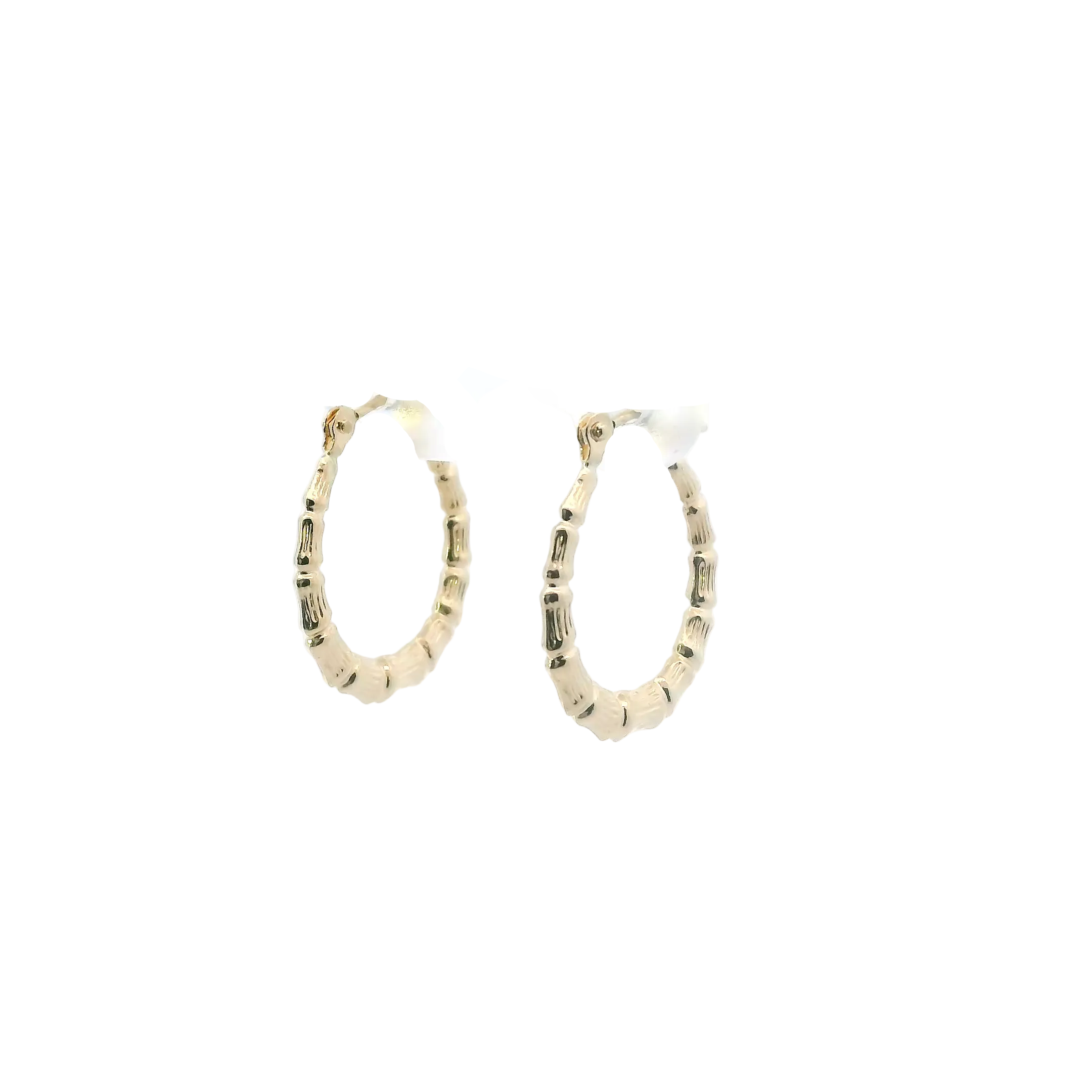 14K Yellow Gold Bamboo Hoop Earrings