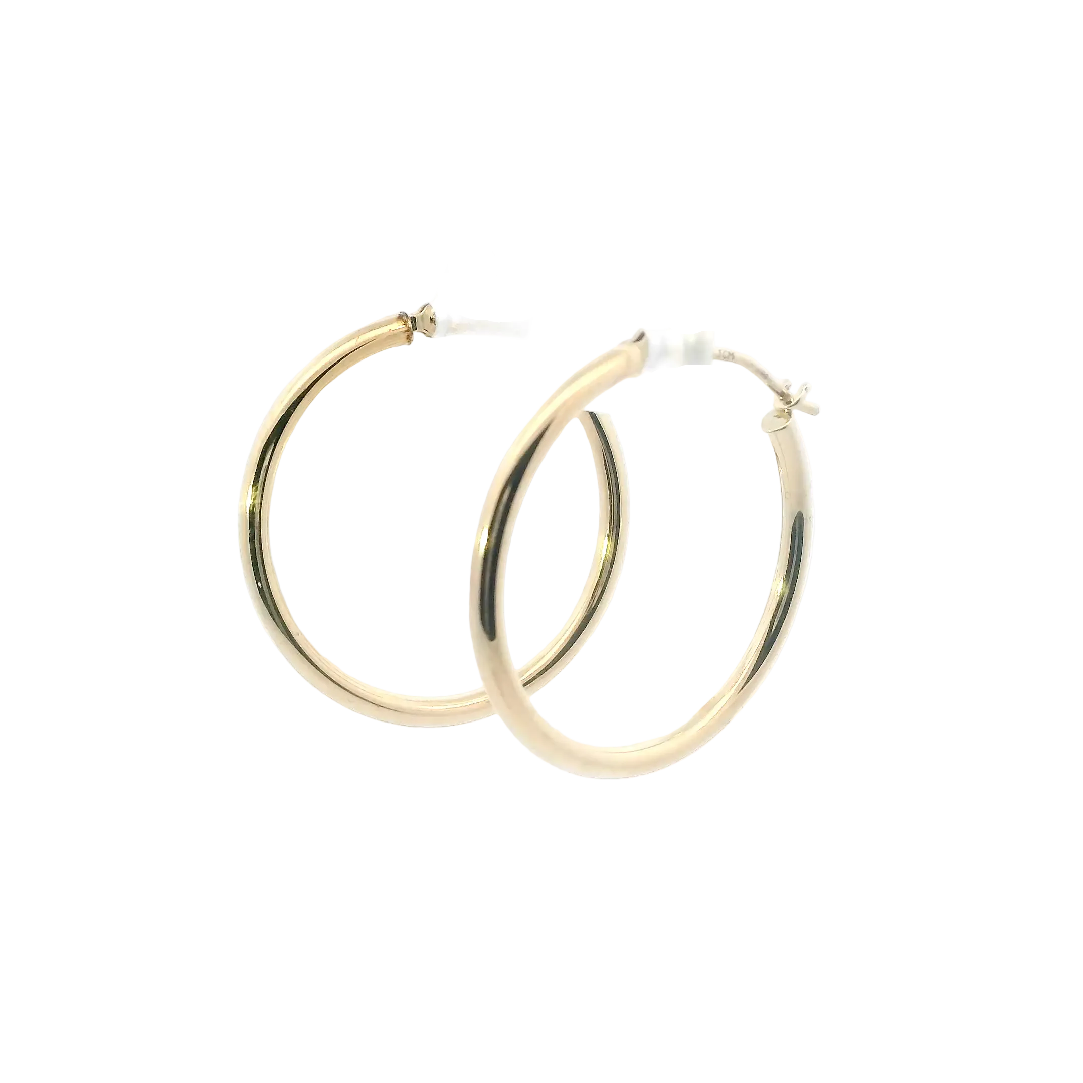 14K Yellow Gold Tube Hoop Earrings