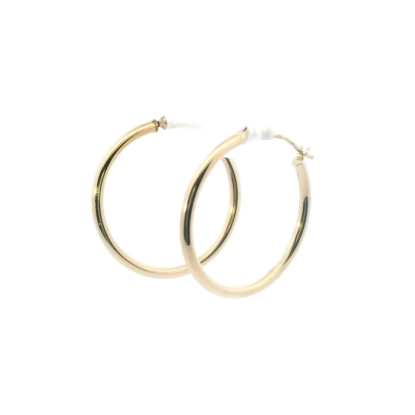 14K Yellow Gold Tube Hoop Earrings