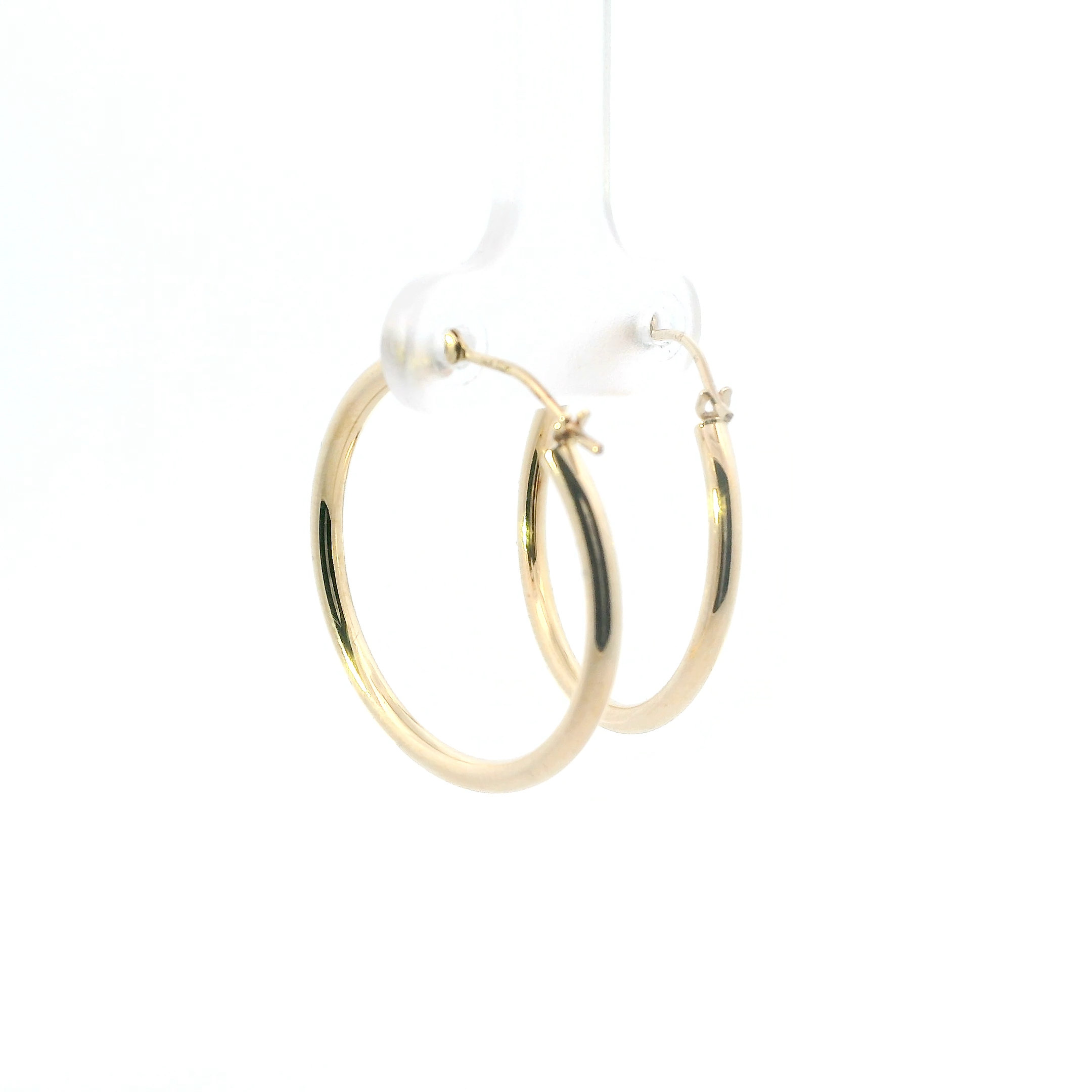 14K Yellow Gold Tube Hoop Earrings