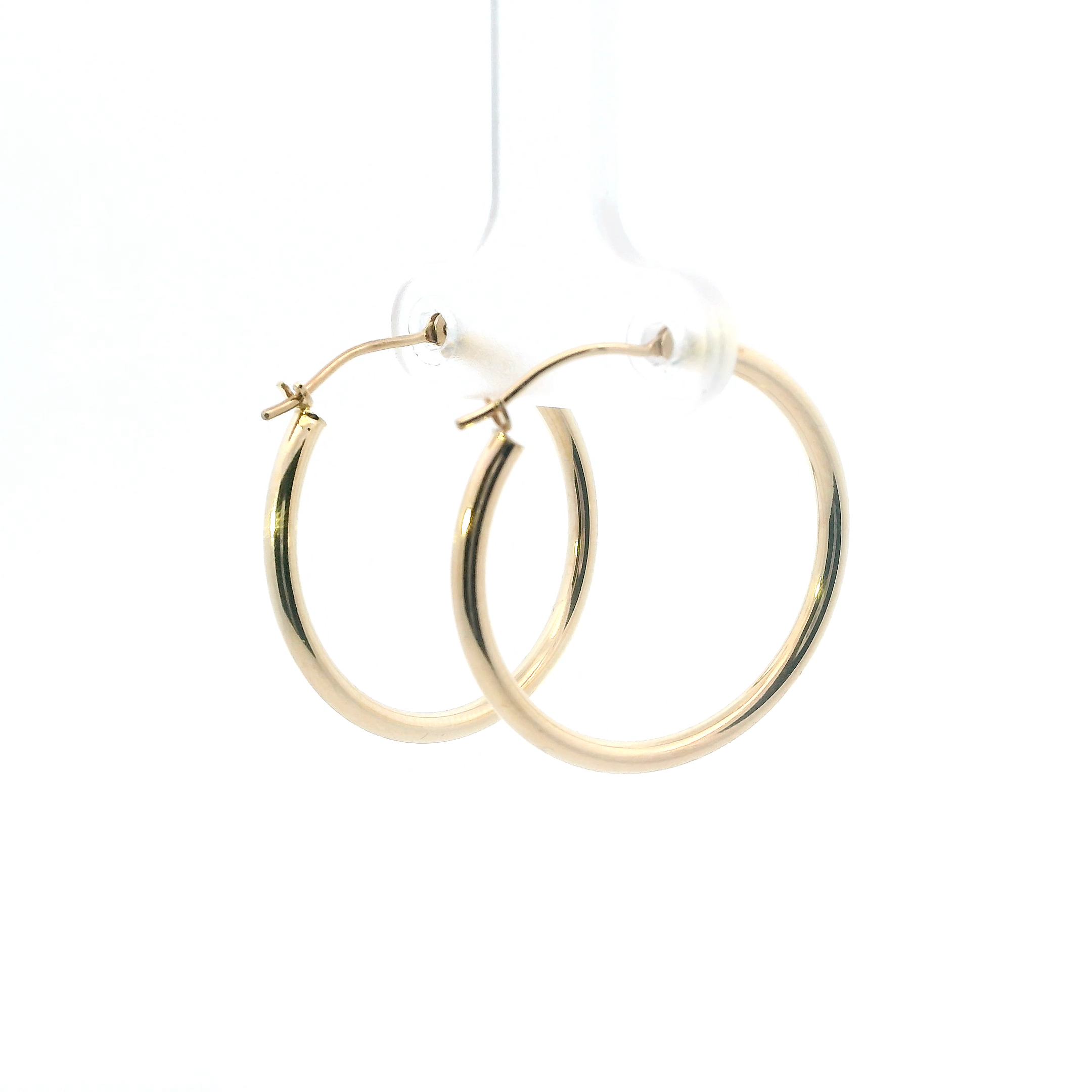 14K Yellow Gold Tube Hoop Earrings