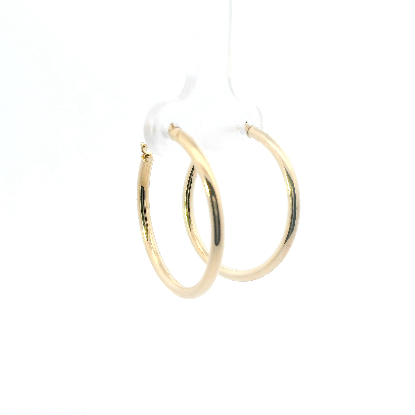 14K Yellow Gold Tube Hoop Earrings