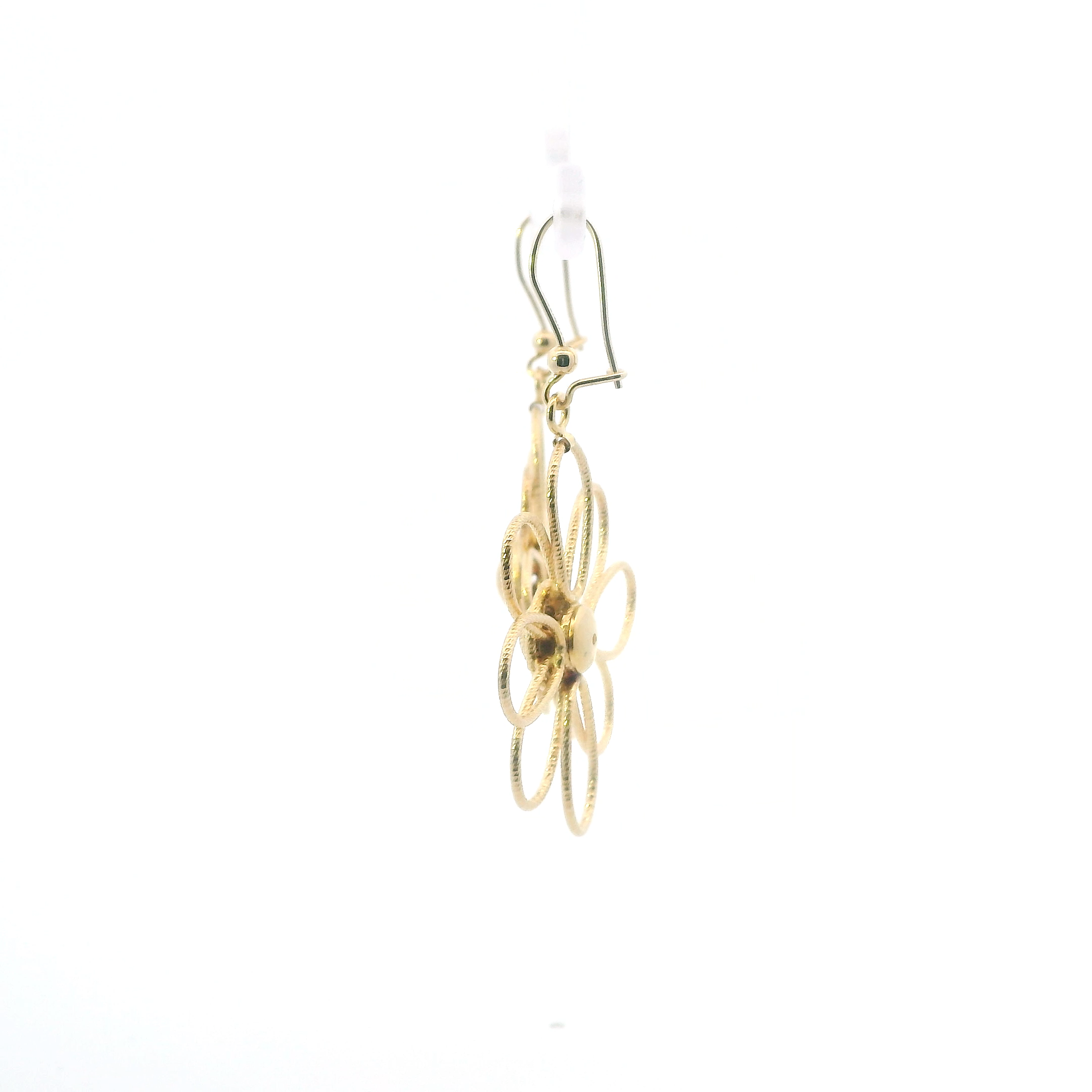 14K Yellow Gold Daisy Dangle Earrings