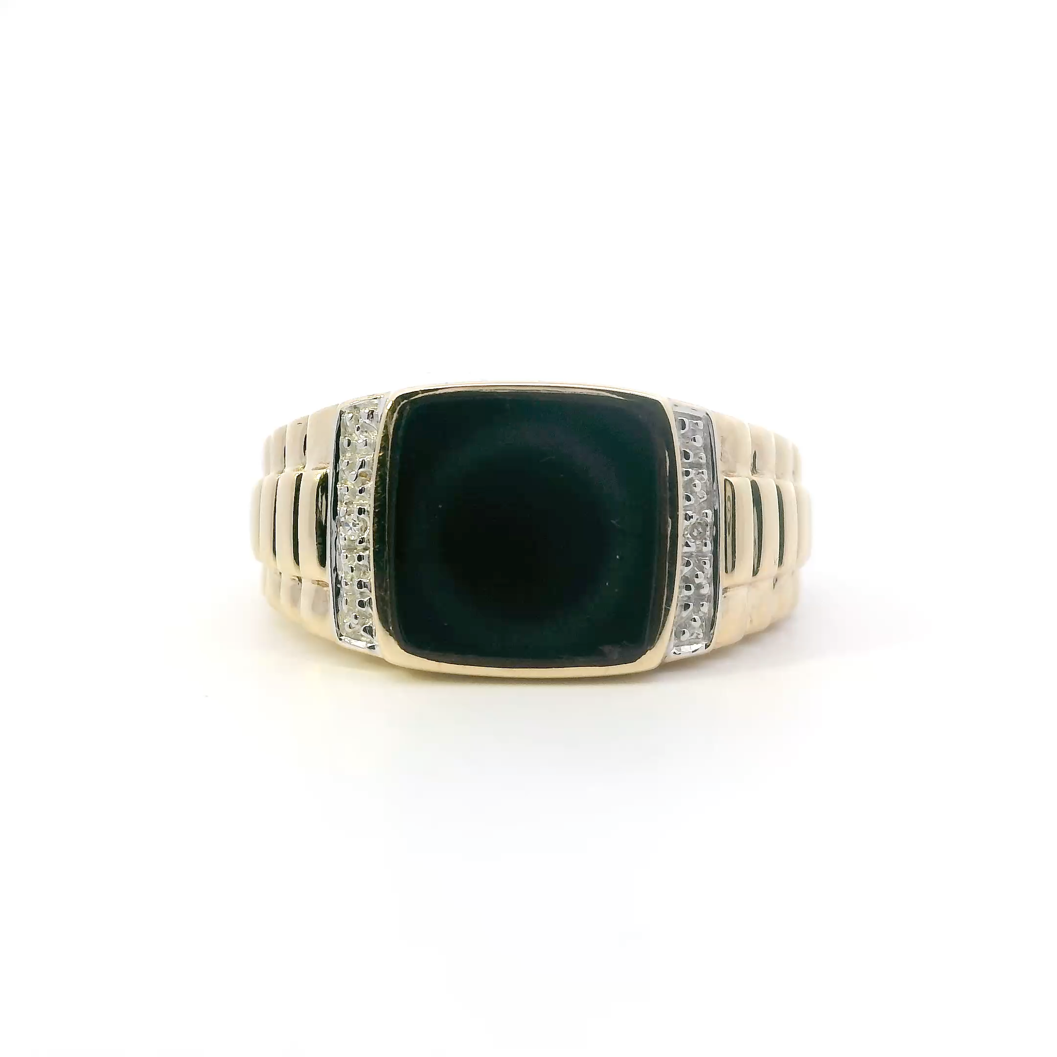 10K Yellow Gold Black Onyx Rolex Ring