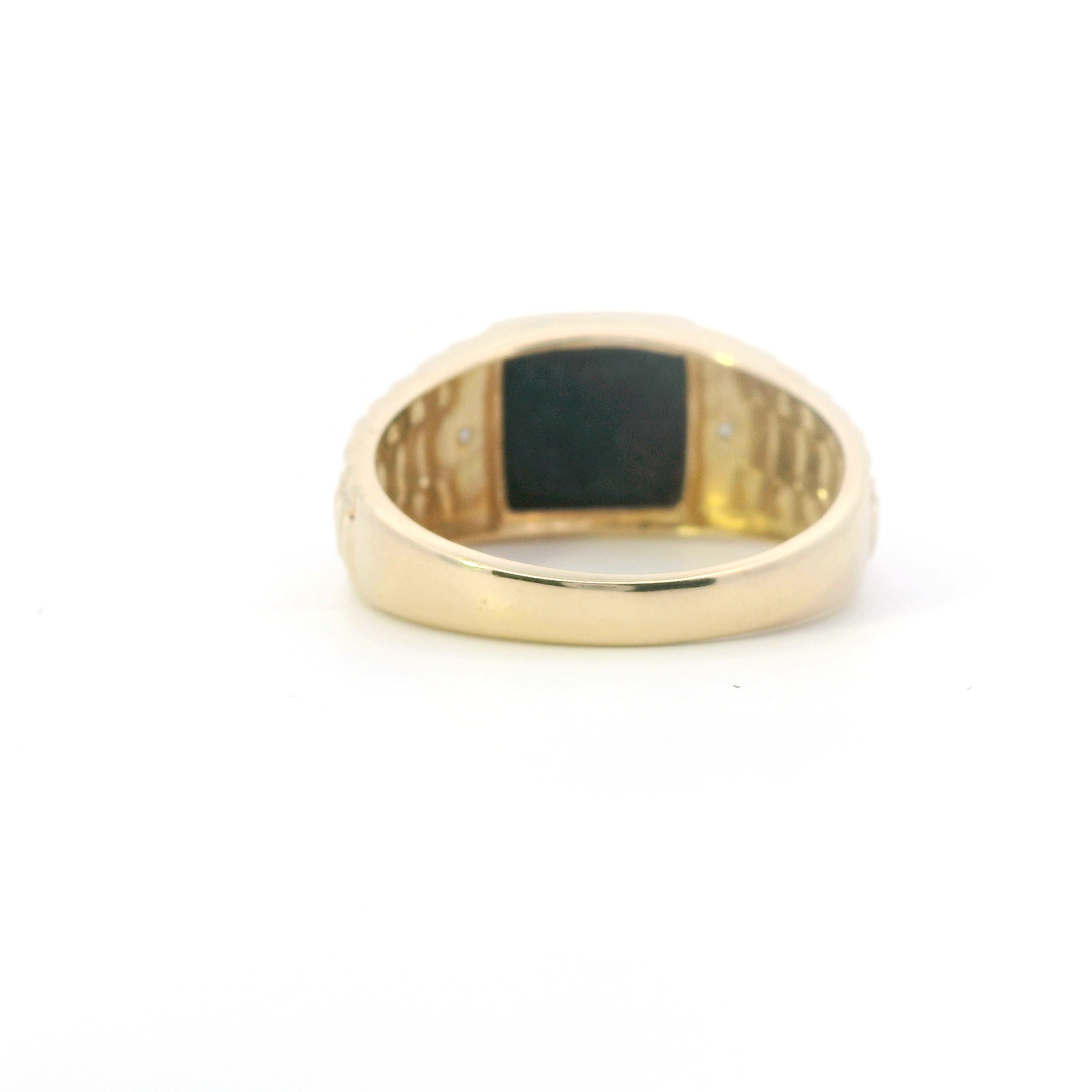 10K Yellow Gold Black Onyx Rolex Ring