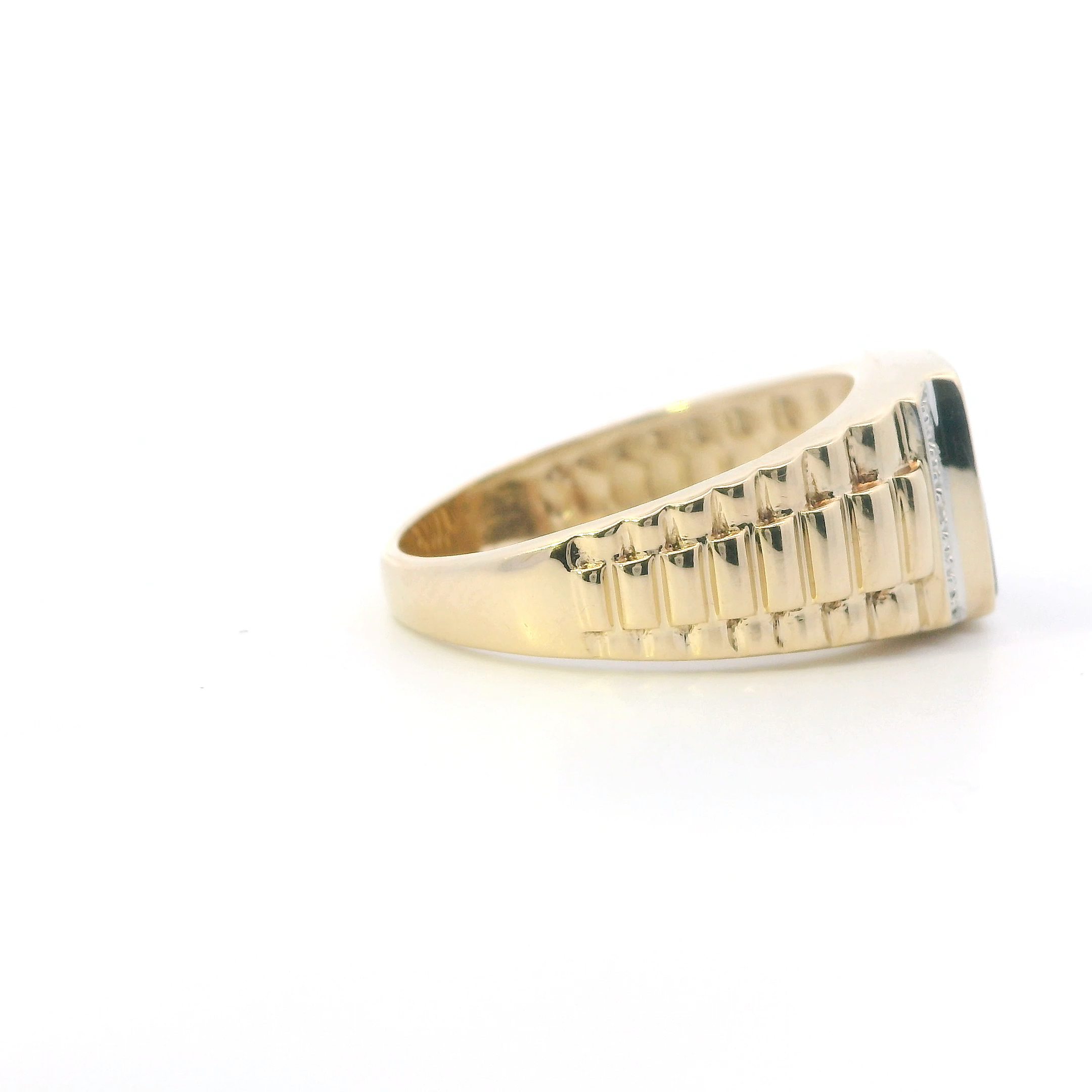 10K Yellow Gold Black Onyx Rolex Ring