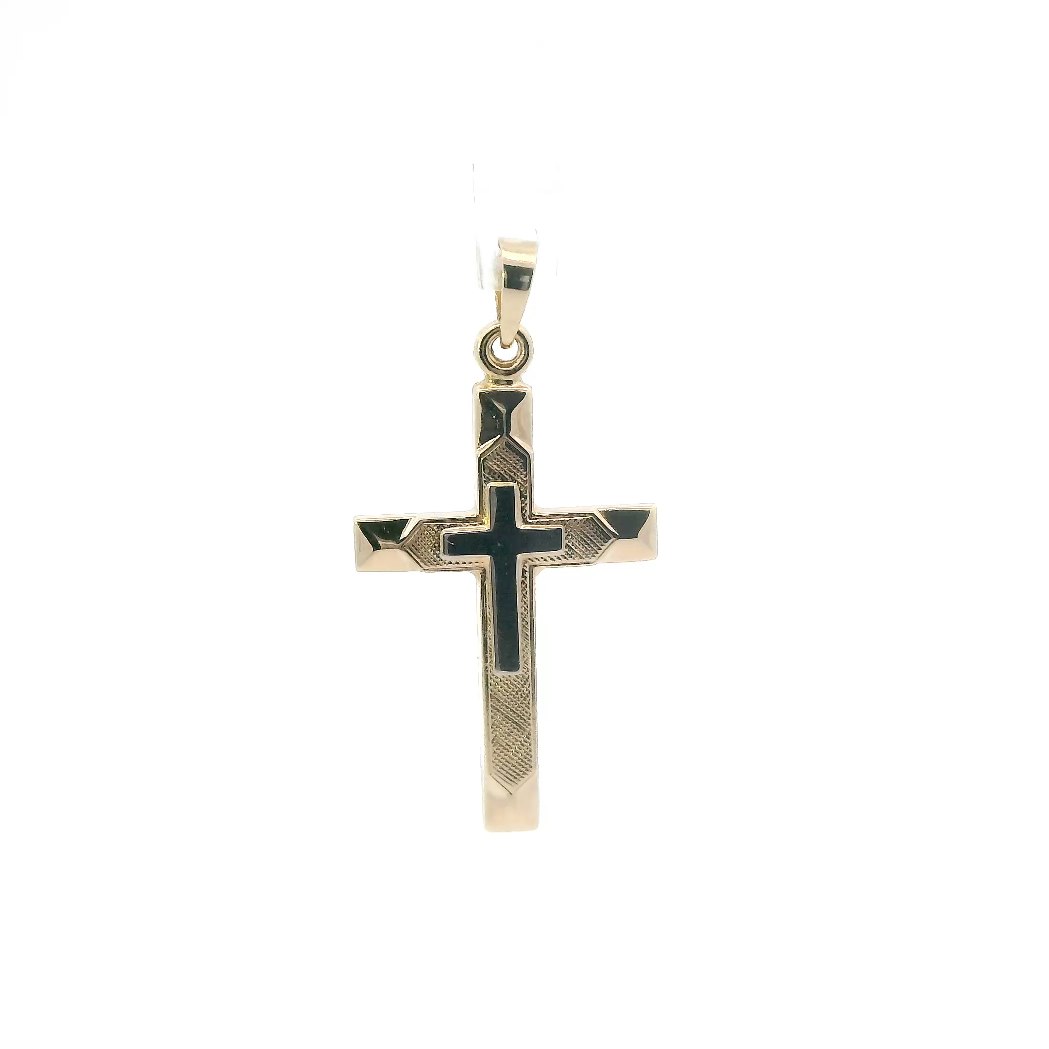 14K Yellow Gold Double Cross Pendant