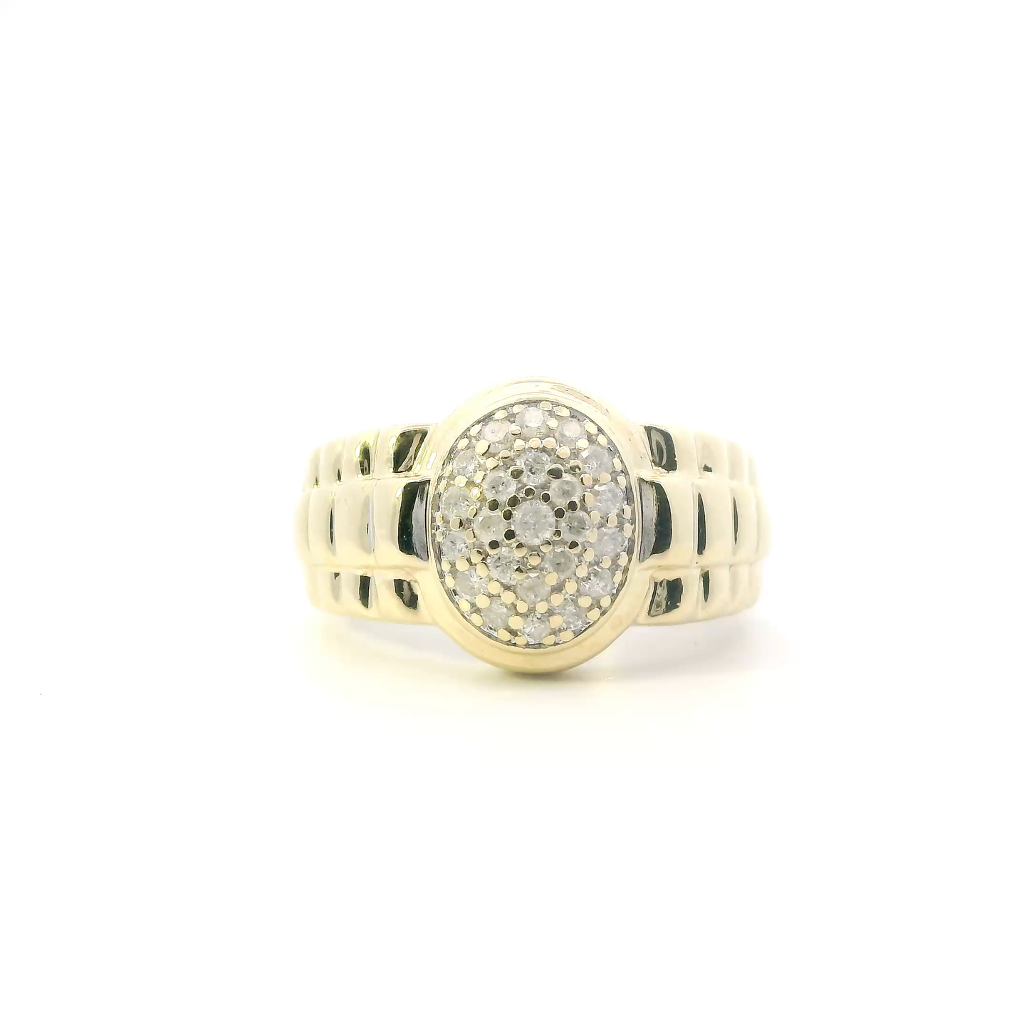 10K Yellow Gold Diamonds Rolex Mens Ring - 0.37ct