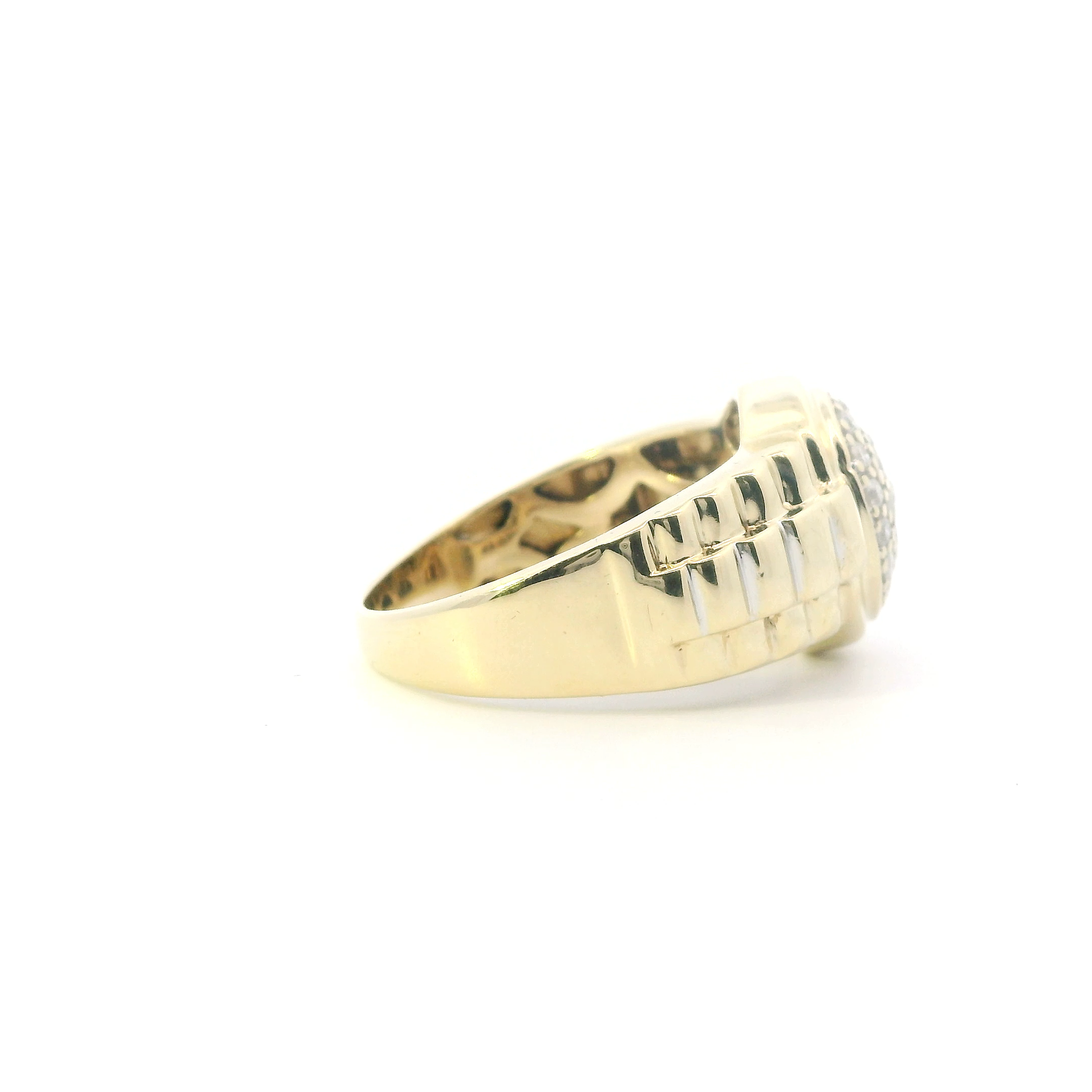 10K Yellow Gold Diamonds Rolex Mens Ring - 0.37ct