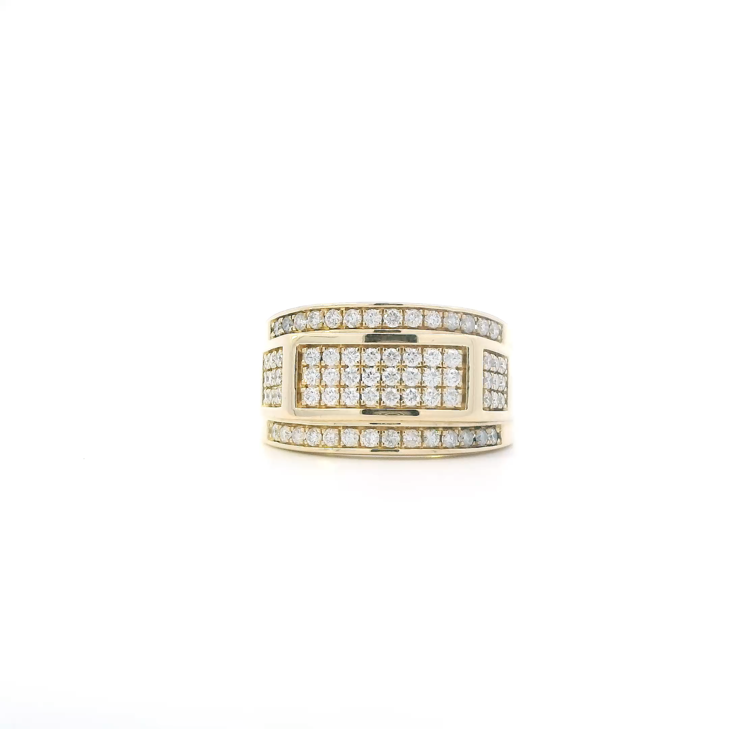 10K Yellow Gold Diamonds Mens Ring - 0.91ct