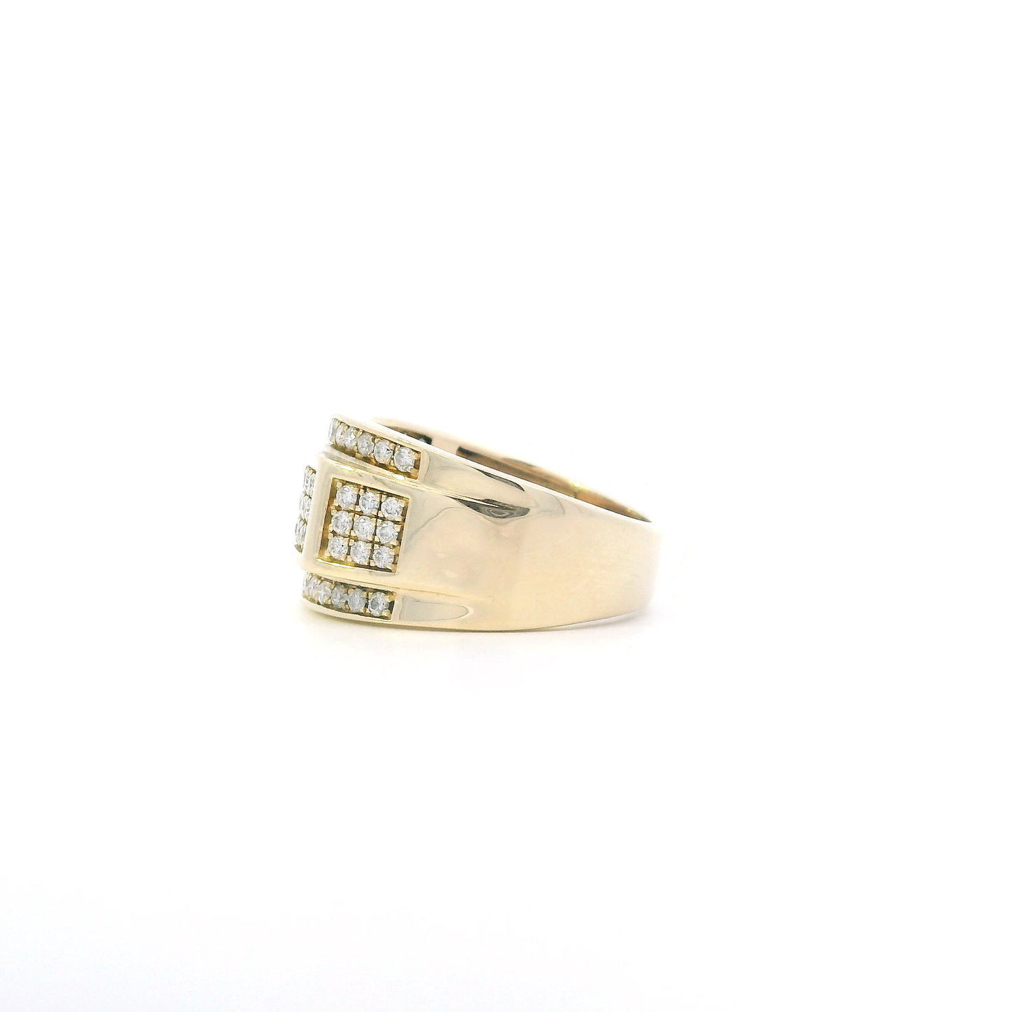10K Yellow Gold Diamonds Mens Ring - 0.91ct