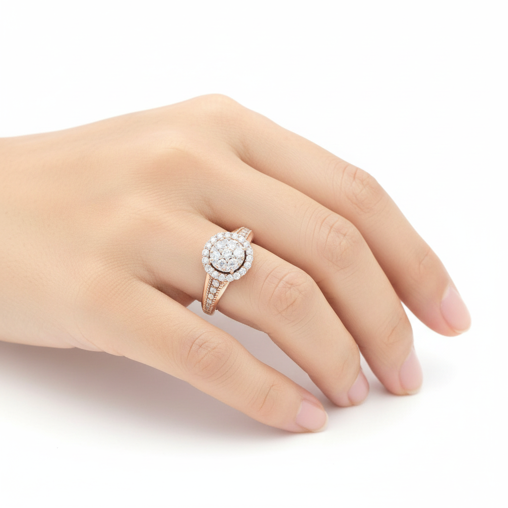 10K Rose Gold Diamonds Womens Ring - 0.96ct