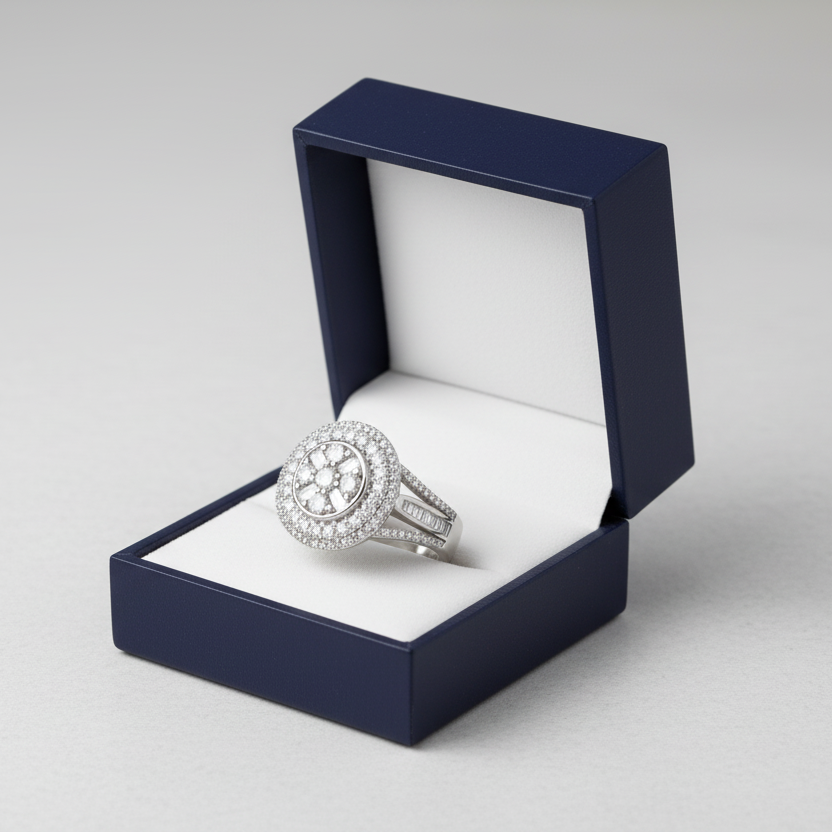 10K White Gold Diamonds Circle Womens Ring - 0.51ct