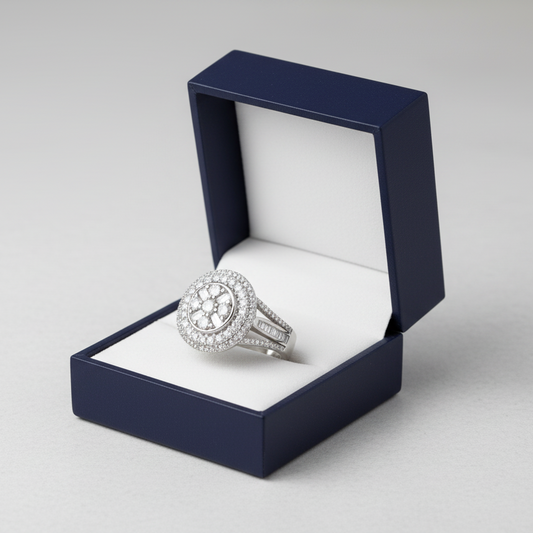 10K White Gold Diamonds Circle Womens Ring - 0.51ct