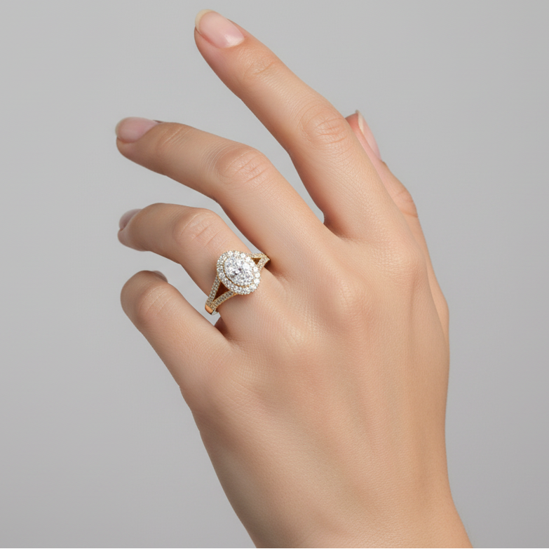 14K Yellow Gold Diamonds Womens Ring - 0.45ct