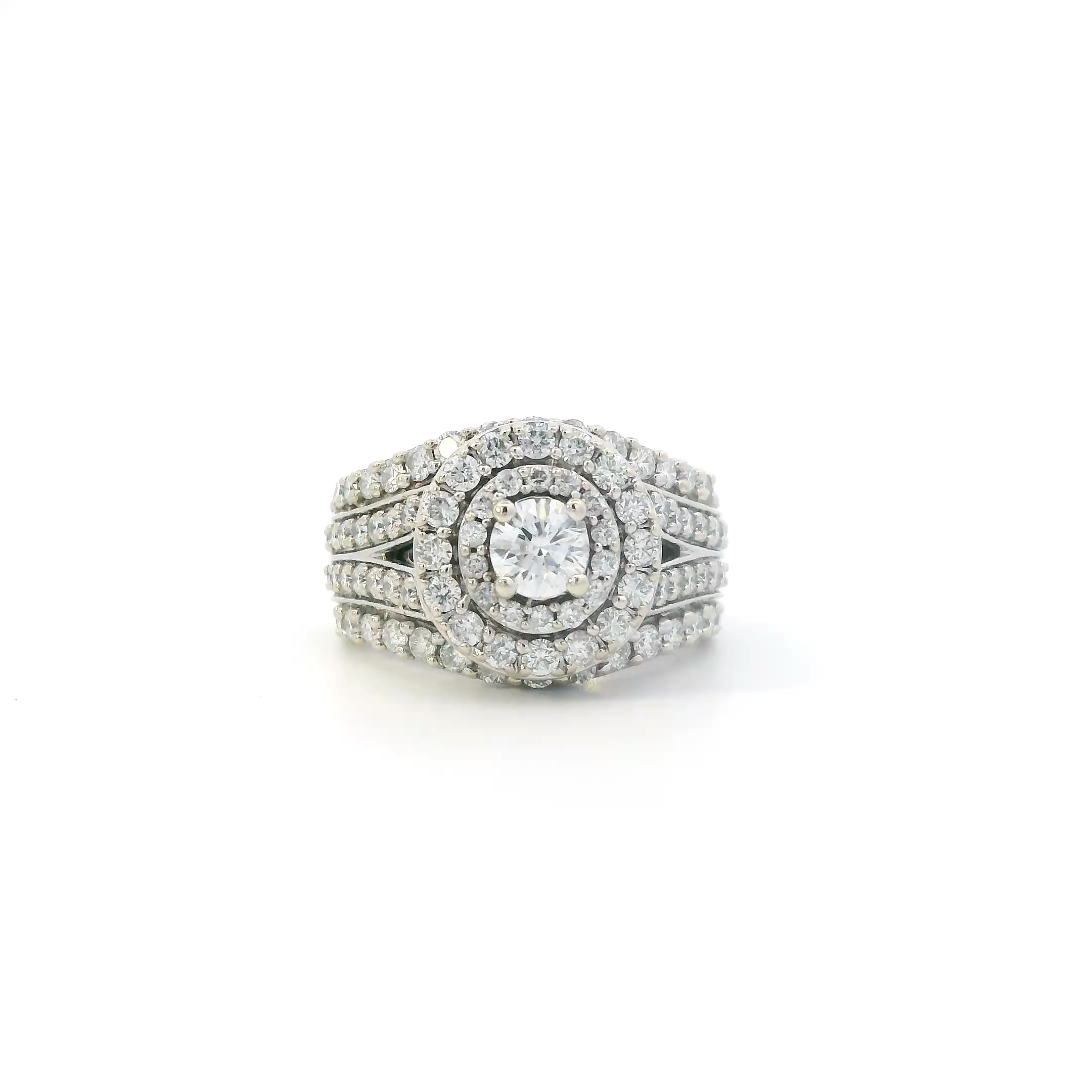 14K White Gold Diamonds & Blue Sapphire Womens Ring - 2.00ct