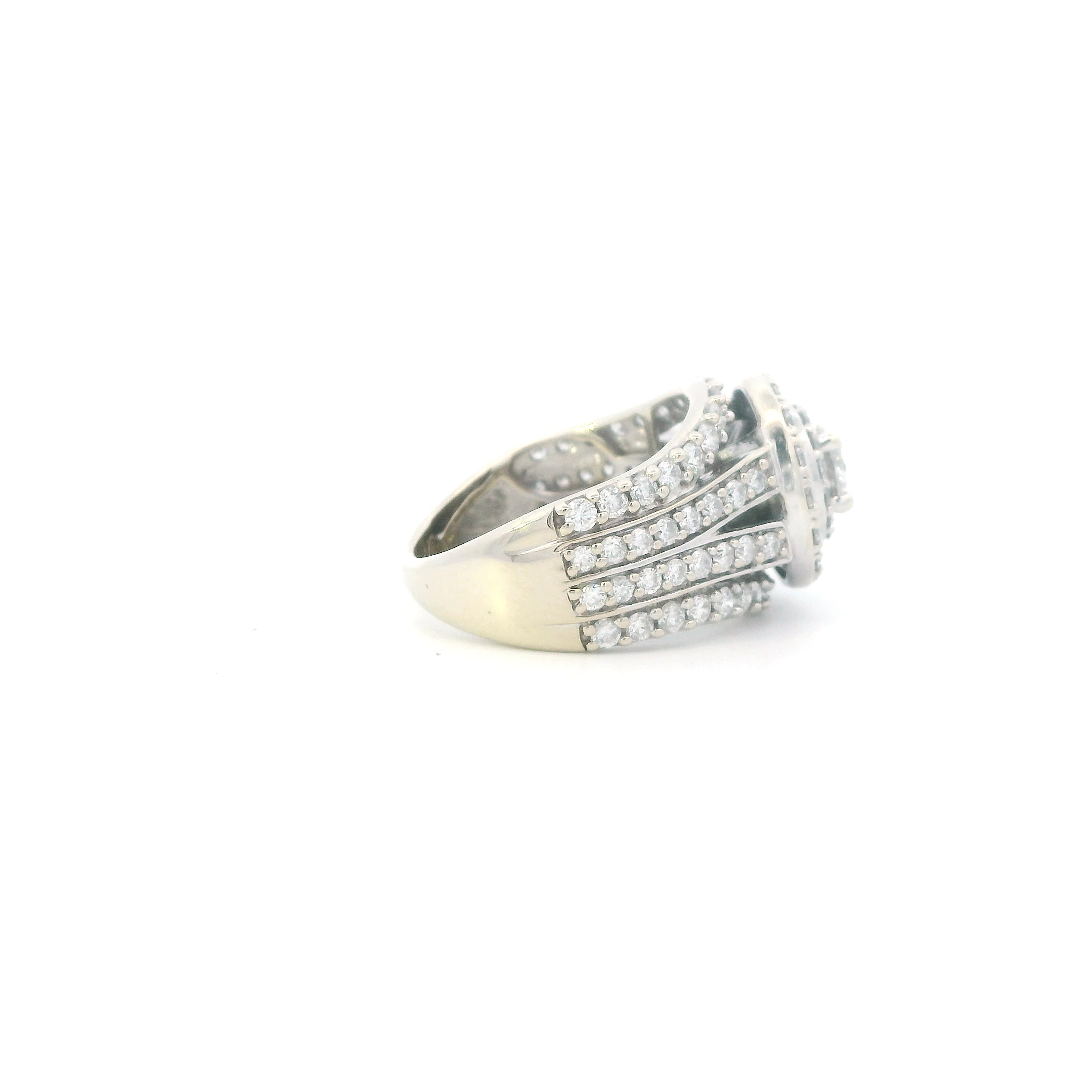 14K White Gold Diamonds & Blue Sapphire Womens Ring - 2.00ct