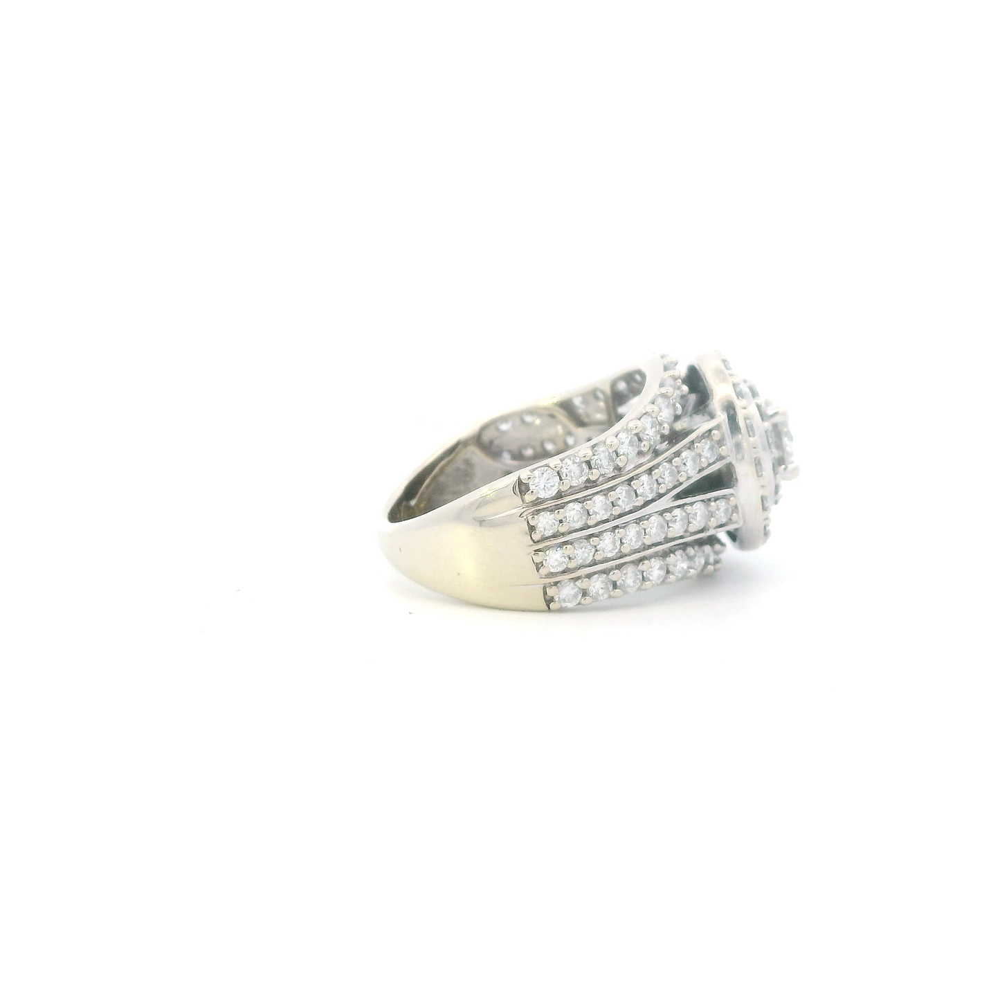 14K White Gold Diamonds & Blue Sapphire Womens Ring - 2.00ct