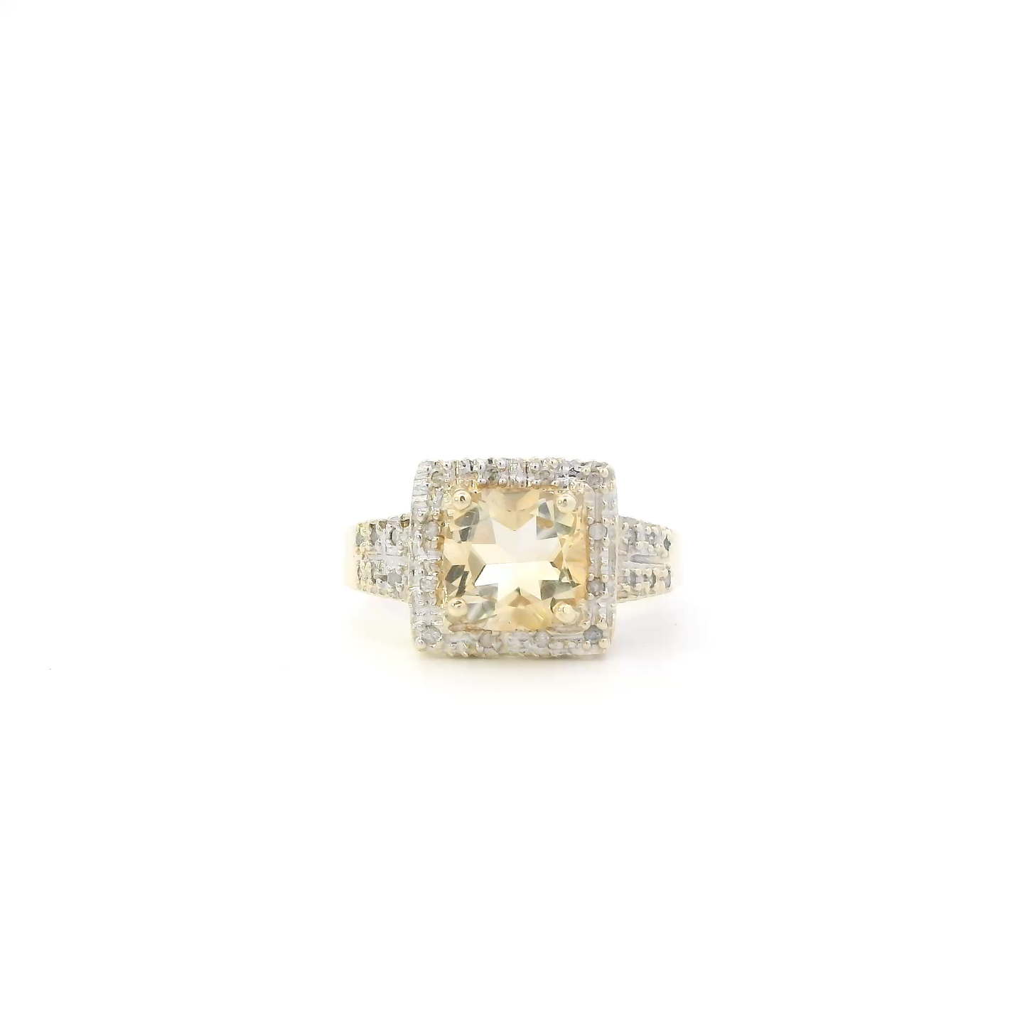 10K Yellow Gold Citrine & Diamonds Womens Ring - 0.06ct
