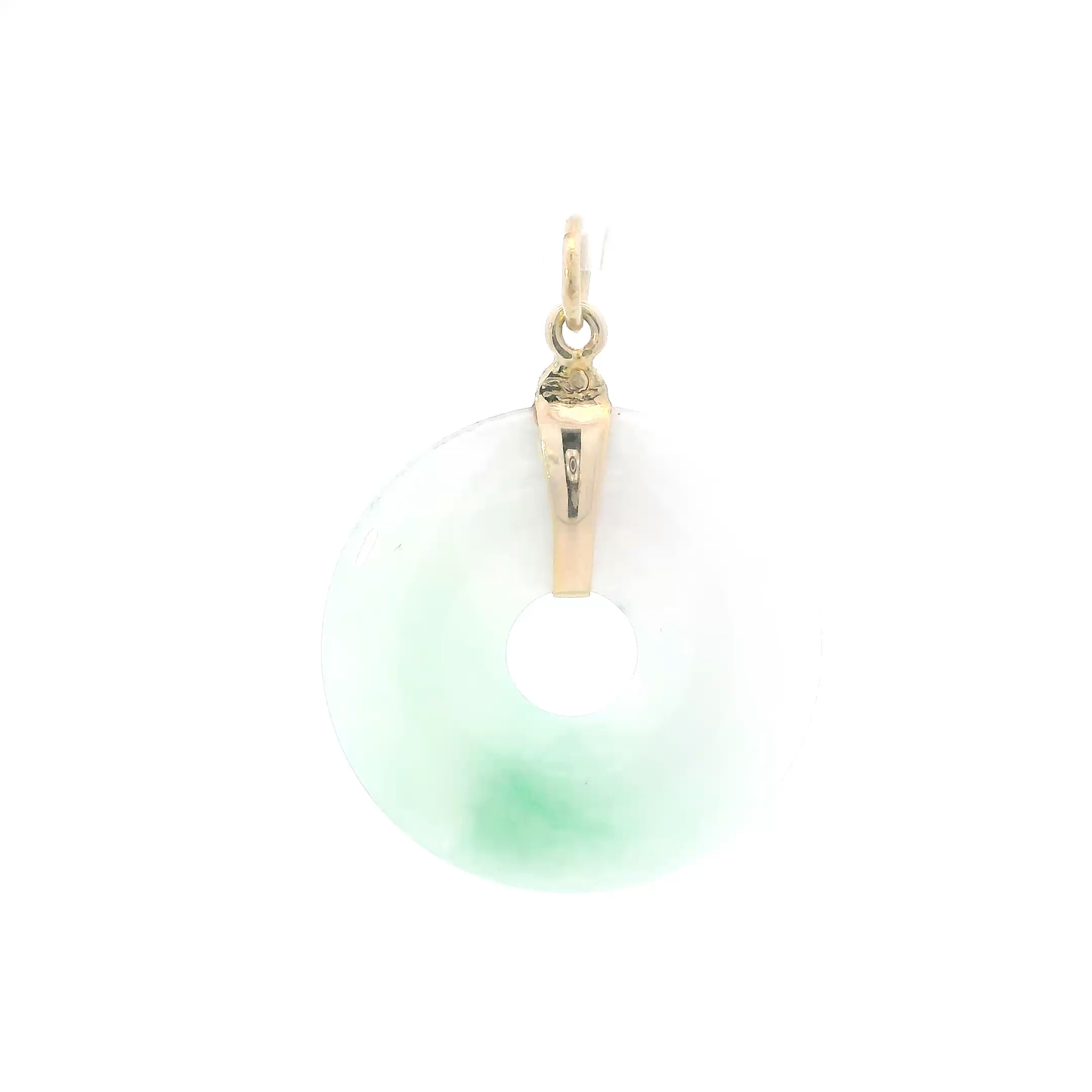 14K Yellow Gold Donut Jade Pendant