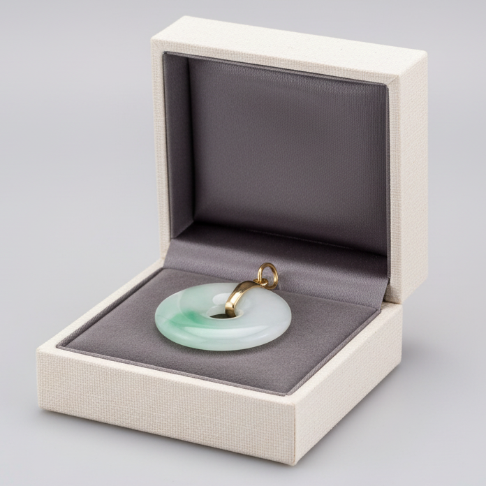 14K Yellow Gold Donut Jade Pendant