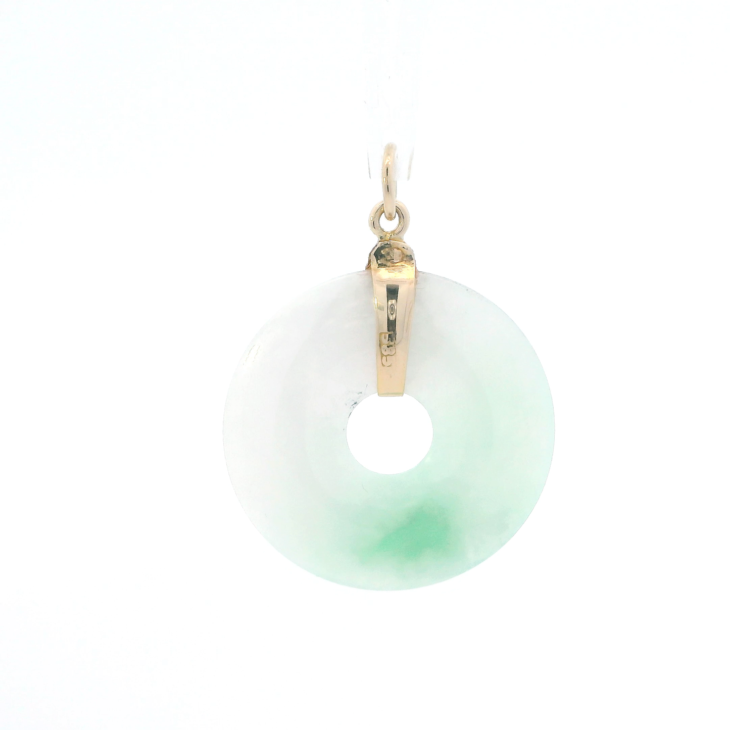 14K Yellow Gold Donut Jade Pendant