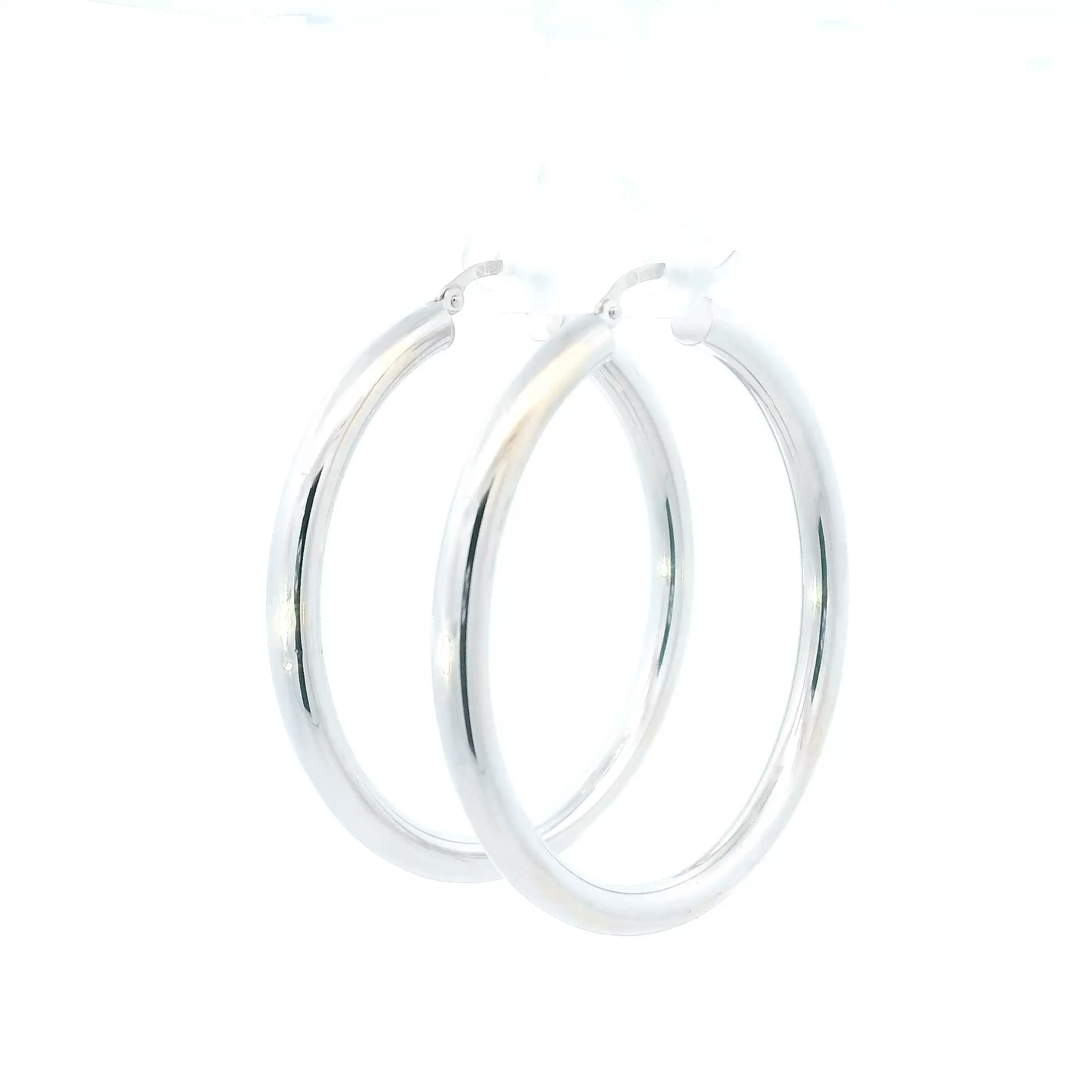 14K White Gold Tube Hoop Earrings