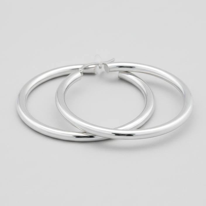 14K White Gold Tube Hoop Earrings